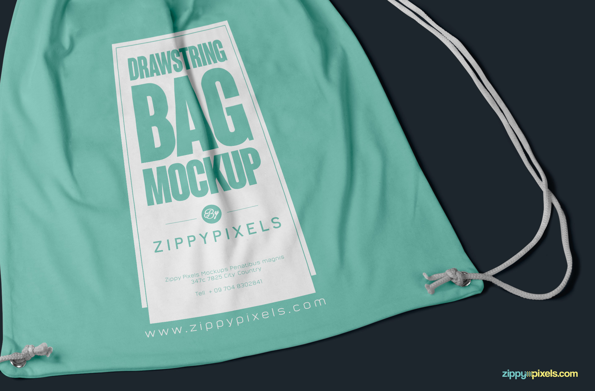 free cinch bag mockup PSD with editable design