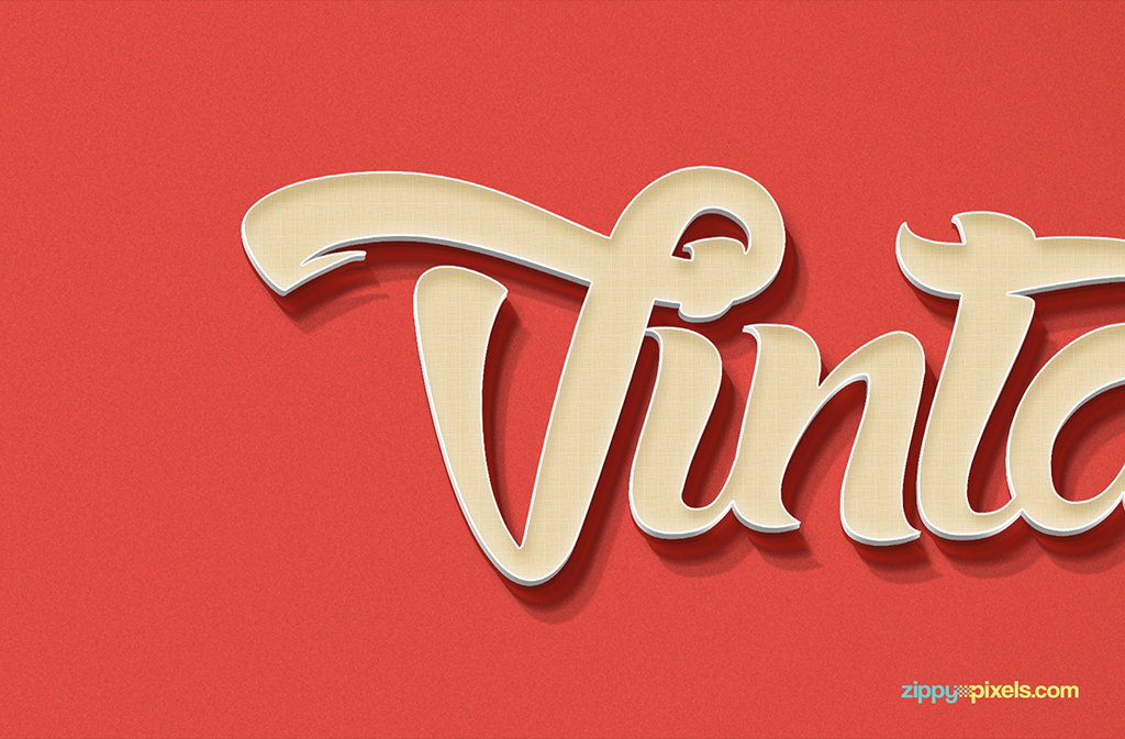 Vintage text effect with smart object in PSD.