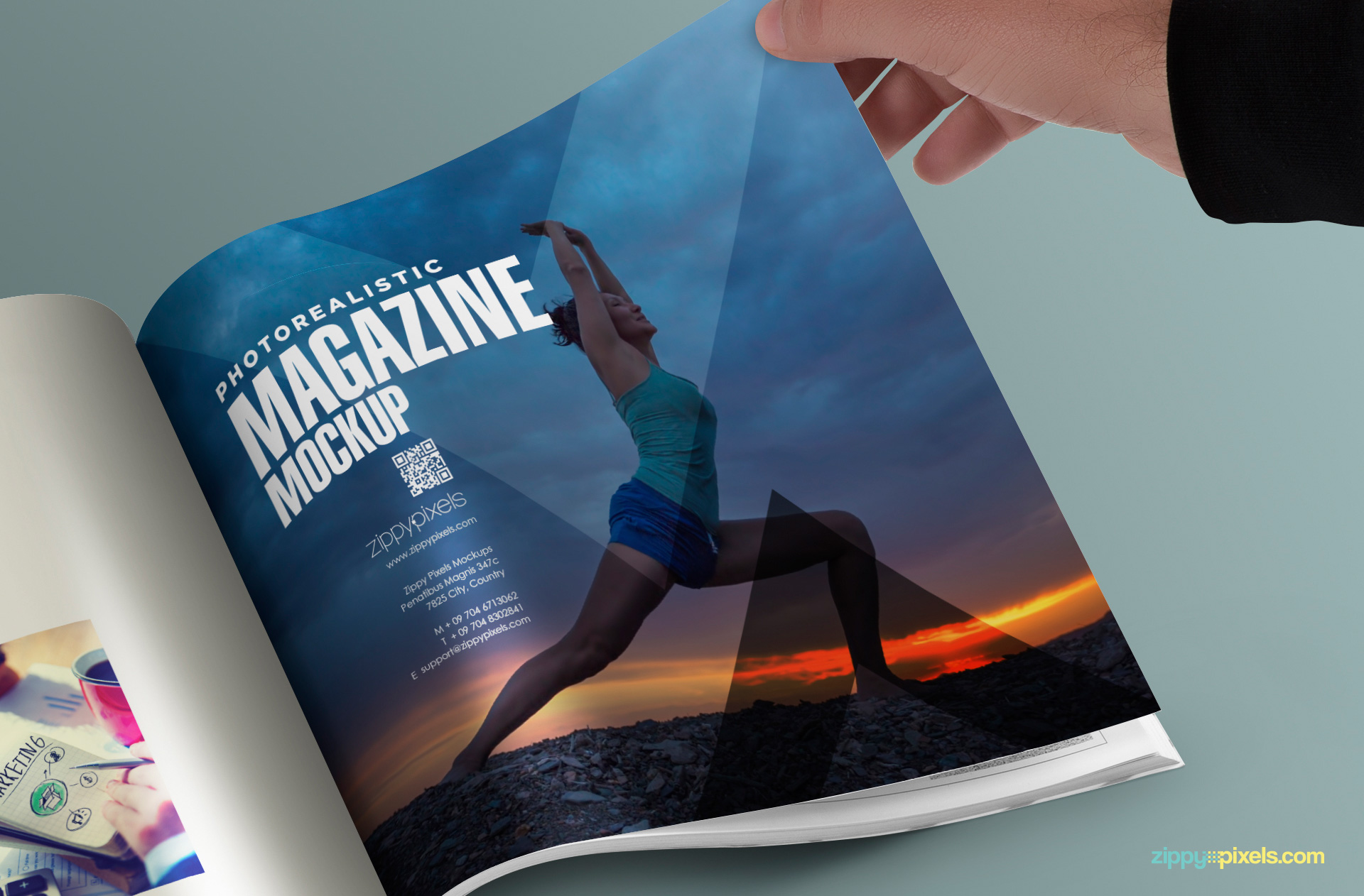 customizable square page magazine mockup