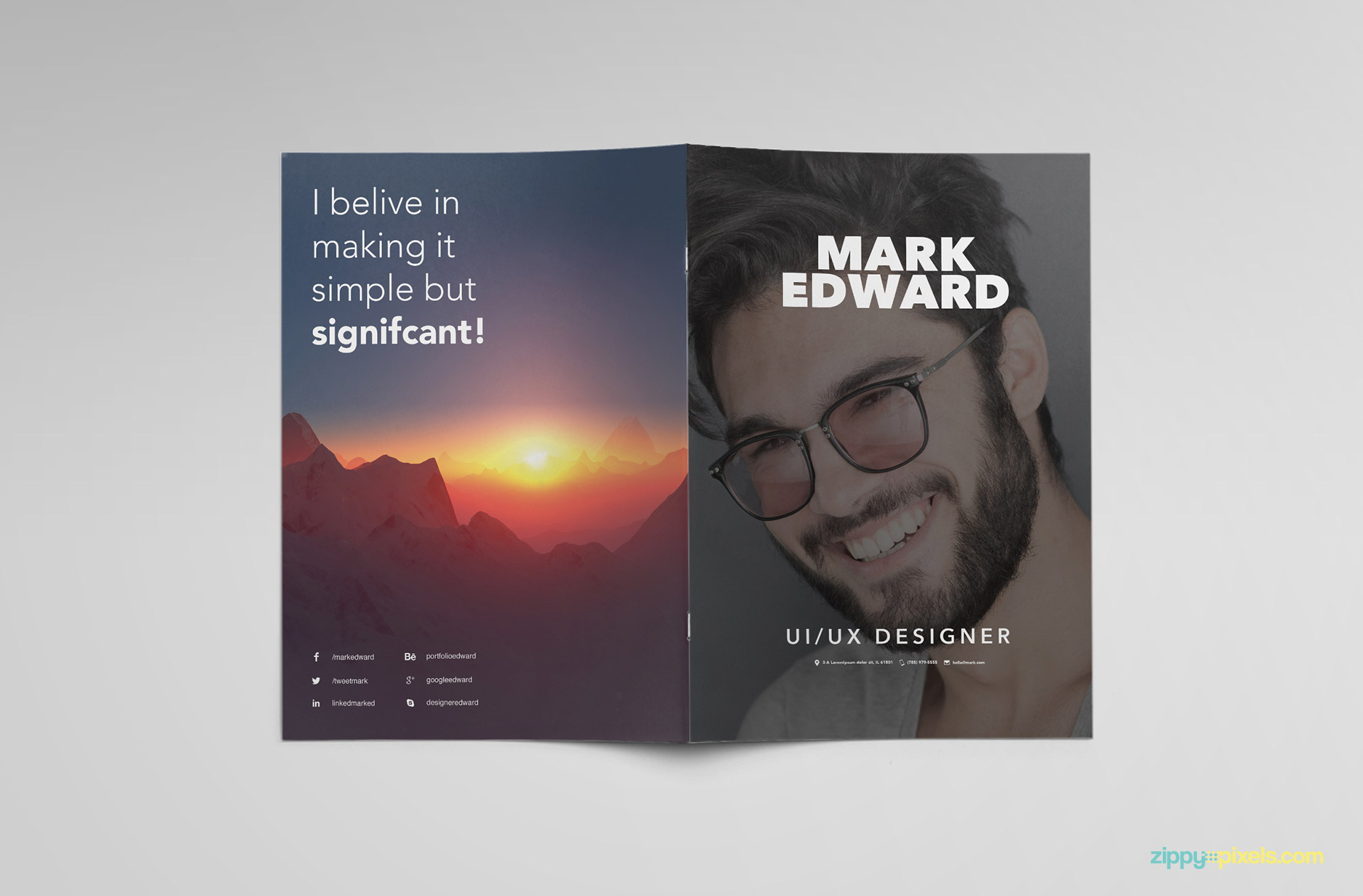 Unique resume template PSD to present your skills.