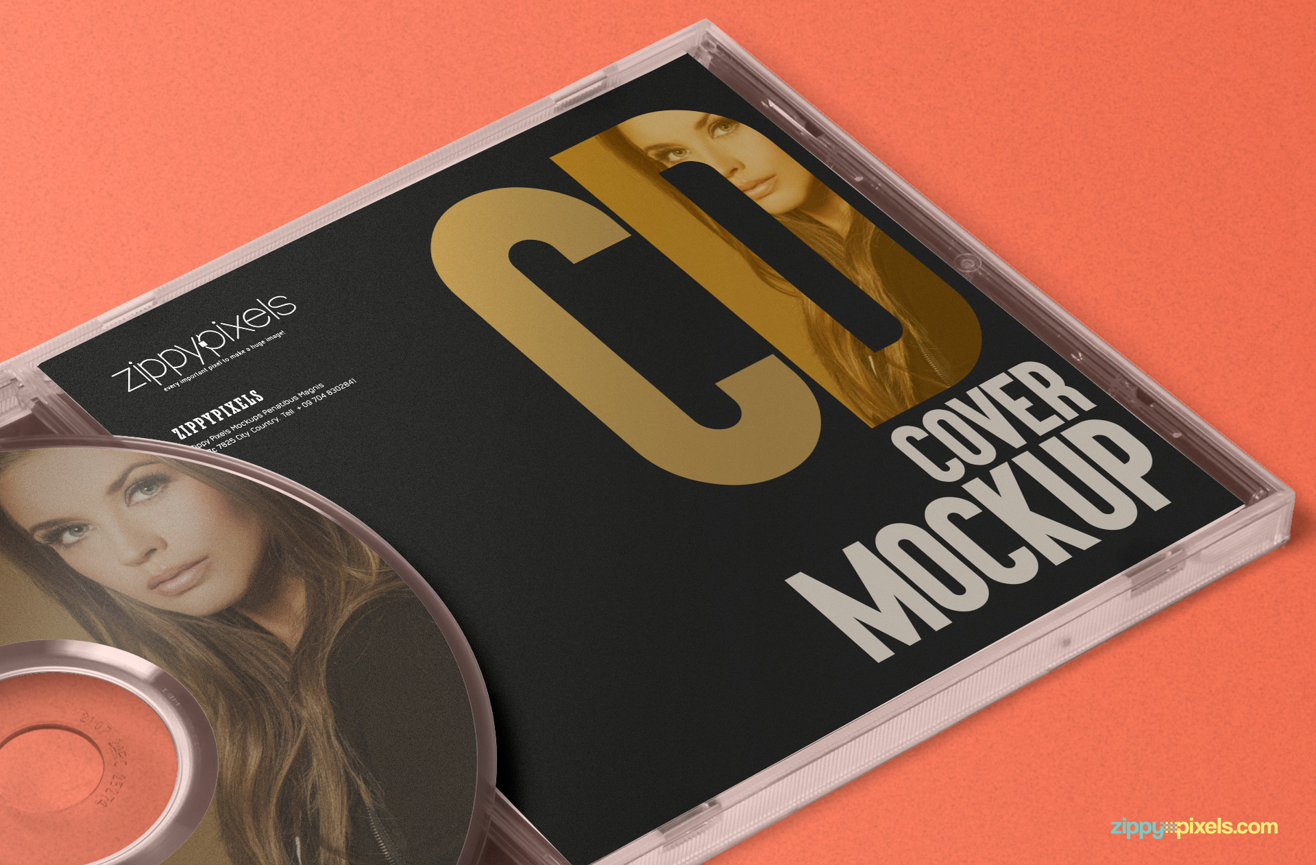 free CD cover art mockup psd