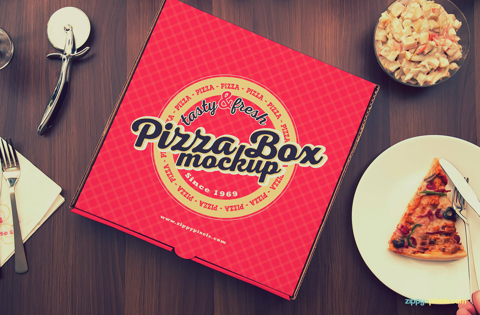 Box packaging mockup design for pizzas.