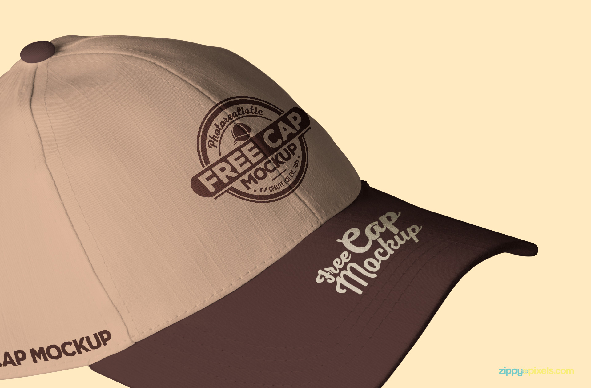 Free baseball cap mockup with editable colors and backgrounds.