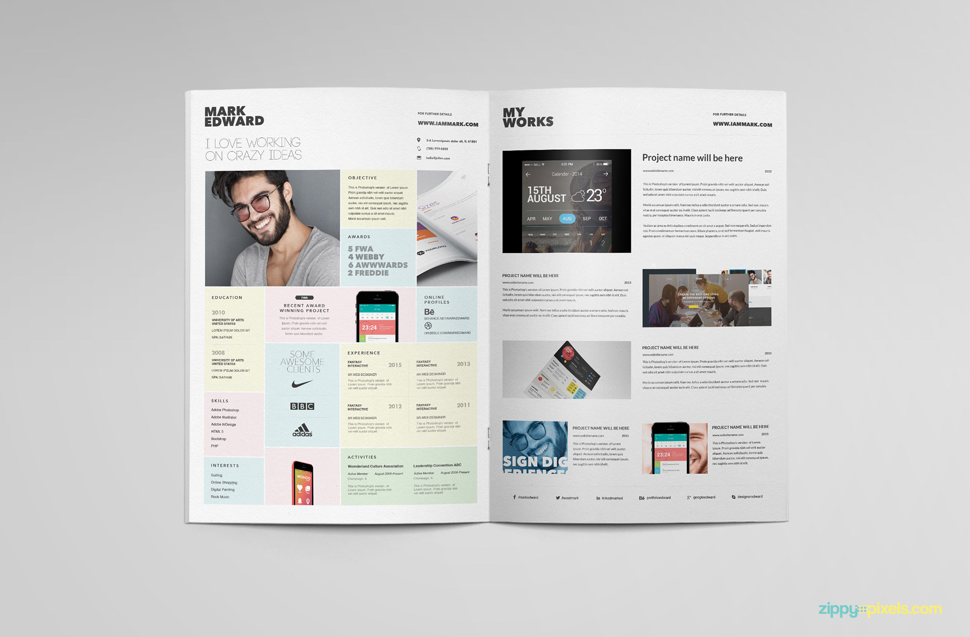 Modern PSD cv template with the perfect visual design.