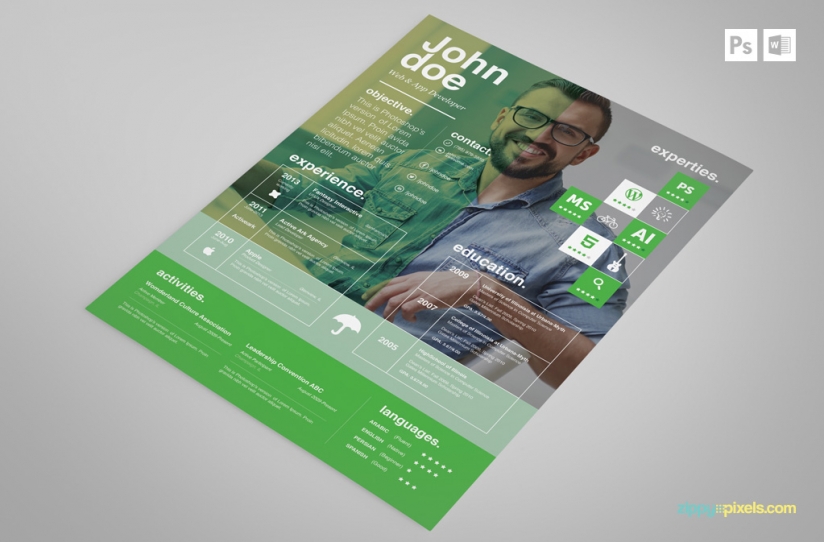 Free Creative Resume Template in Green