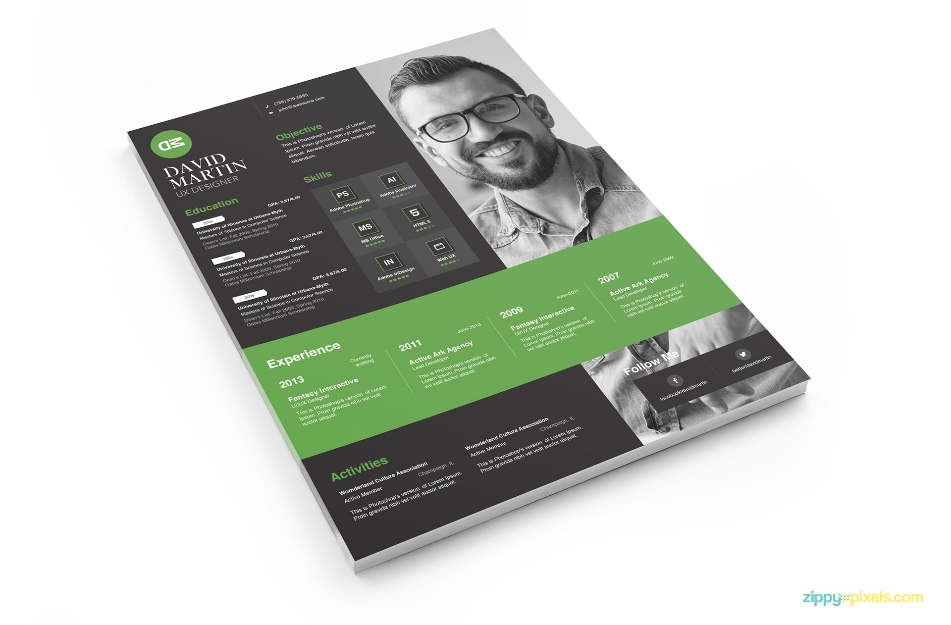 Creative Business Resume Template - Black Version