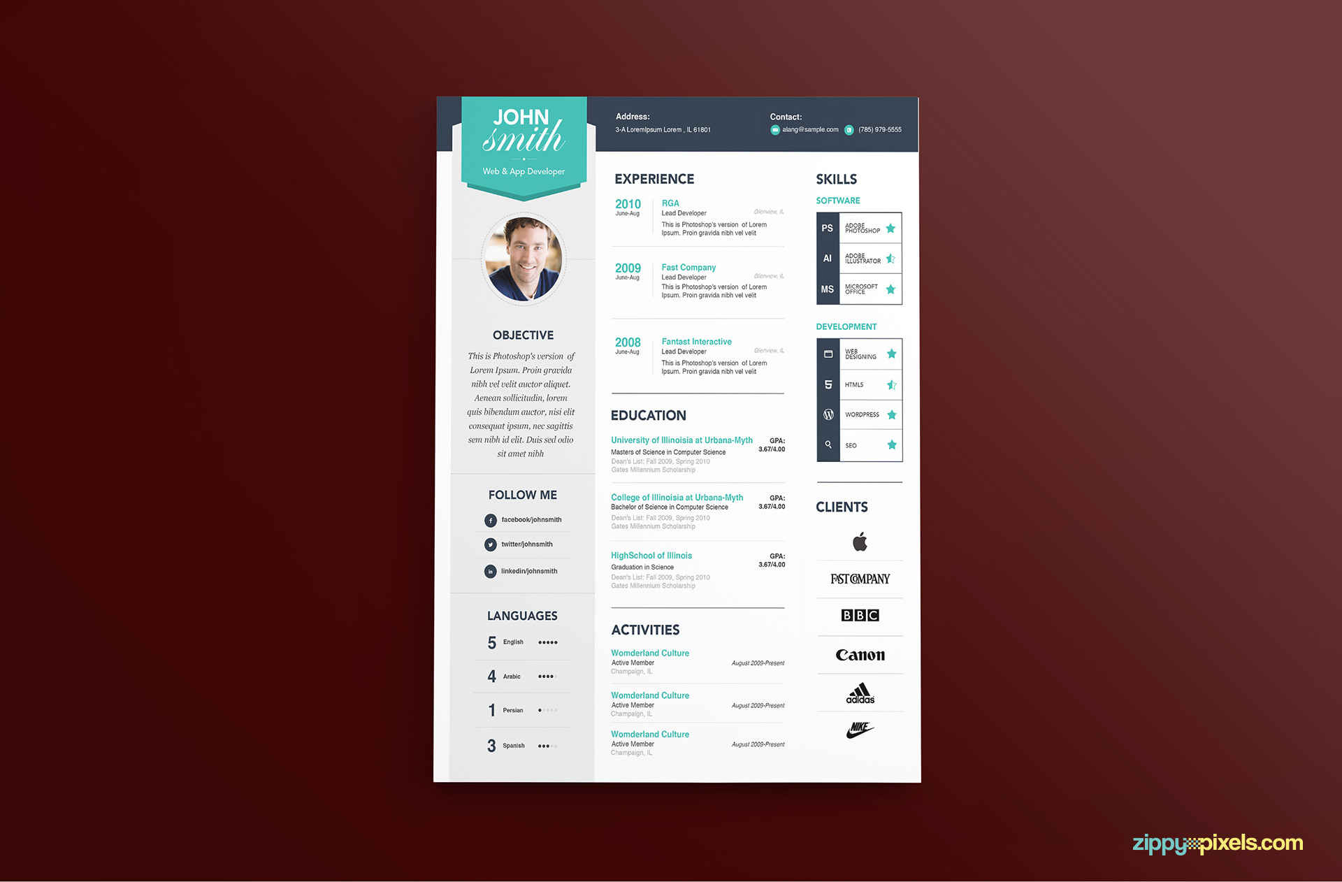 Modern Resume Template Color 1