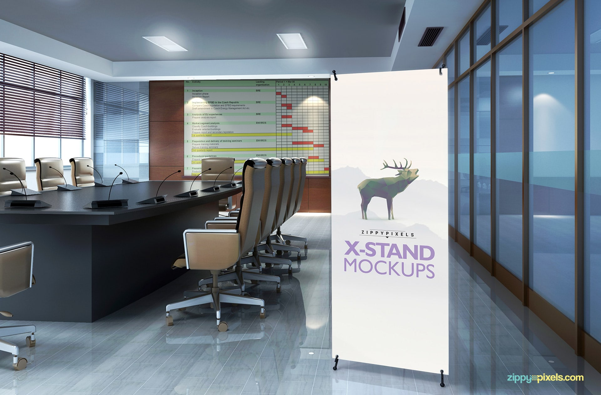 X-display banner in a meeting room enviroment.