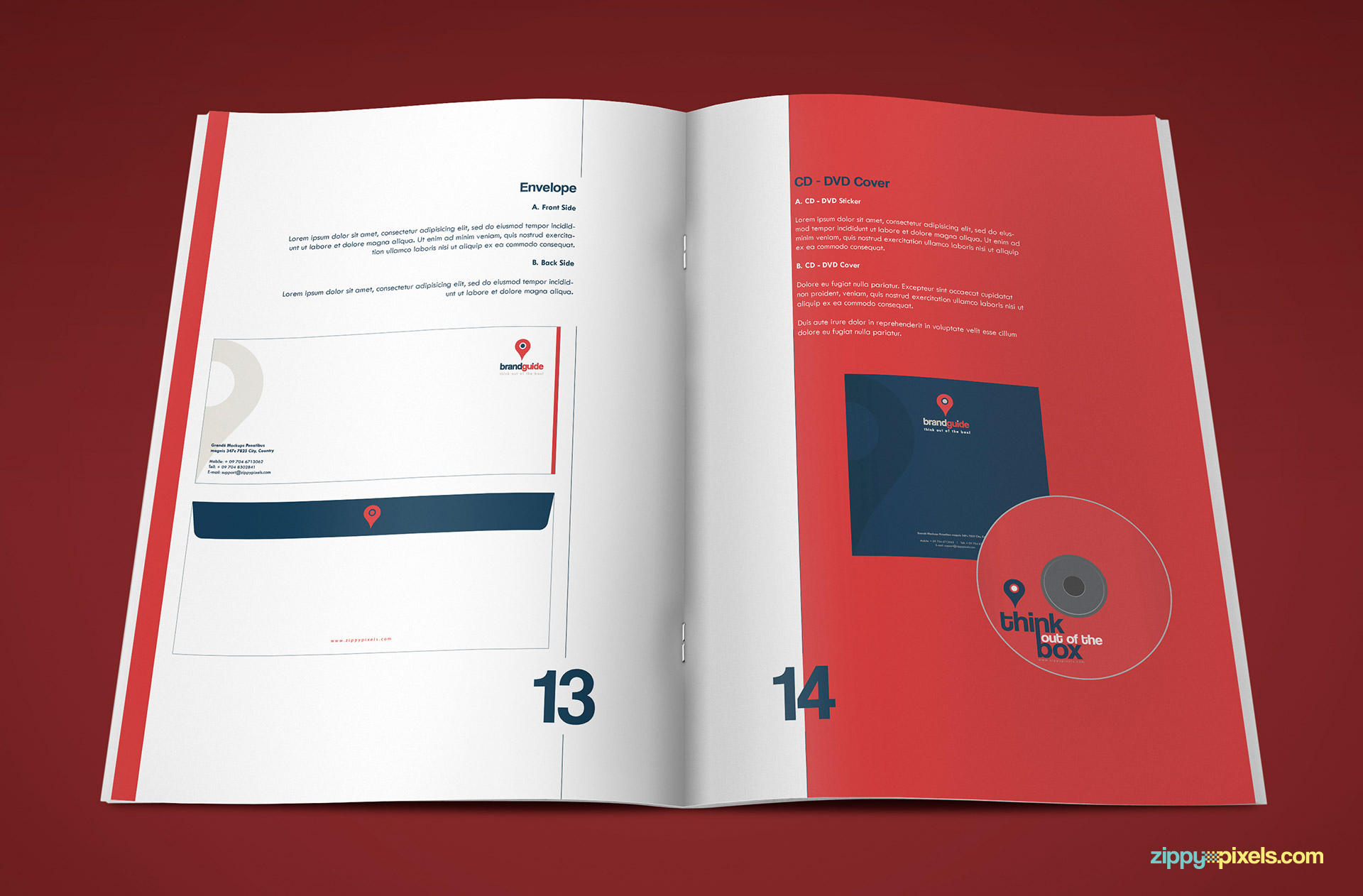 Professional Brand Guidelines Template - Envelope and CD Cover guidelines