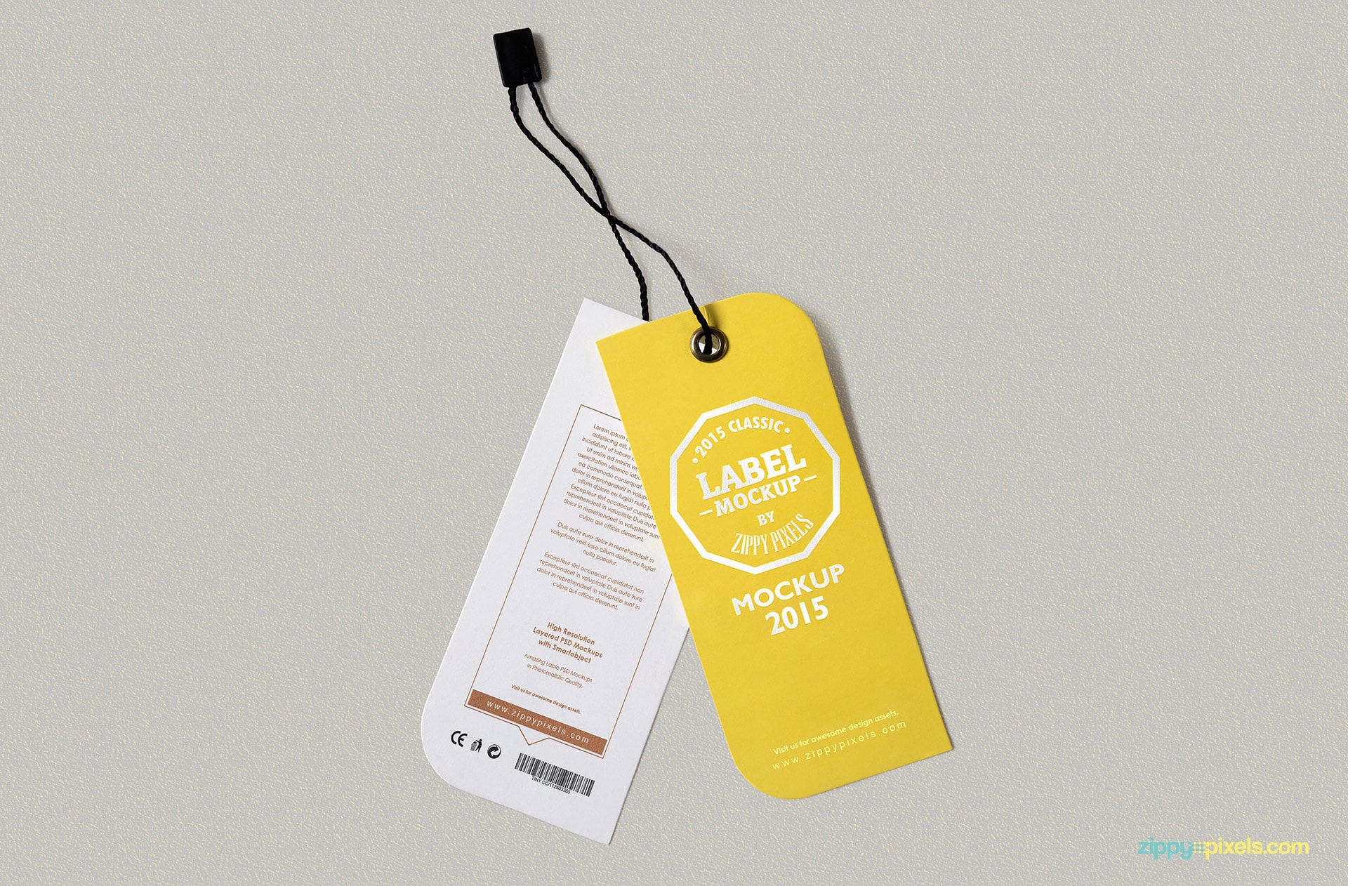 Yellow dual tag mockup.