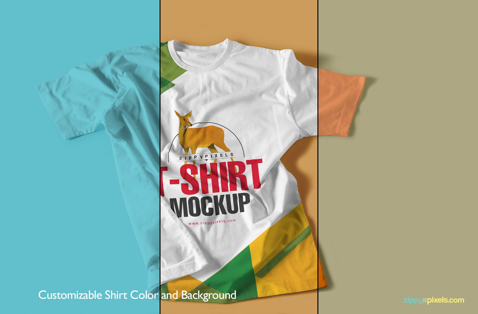 Tee shirts mockups with multiple customization options