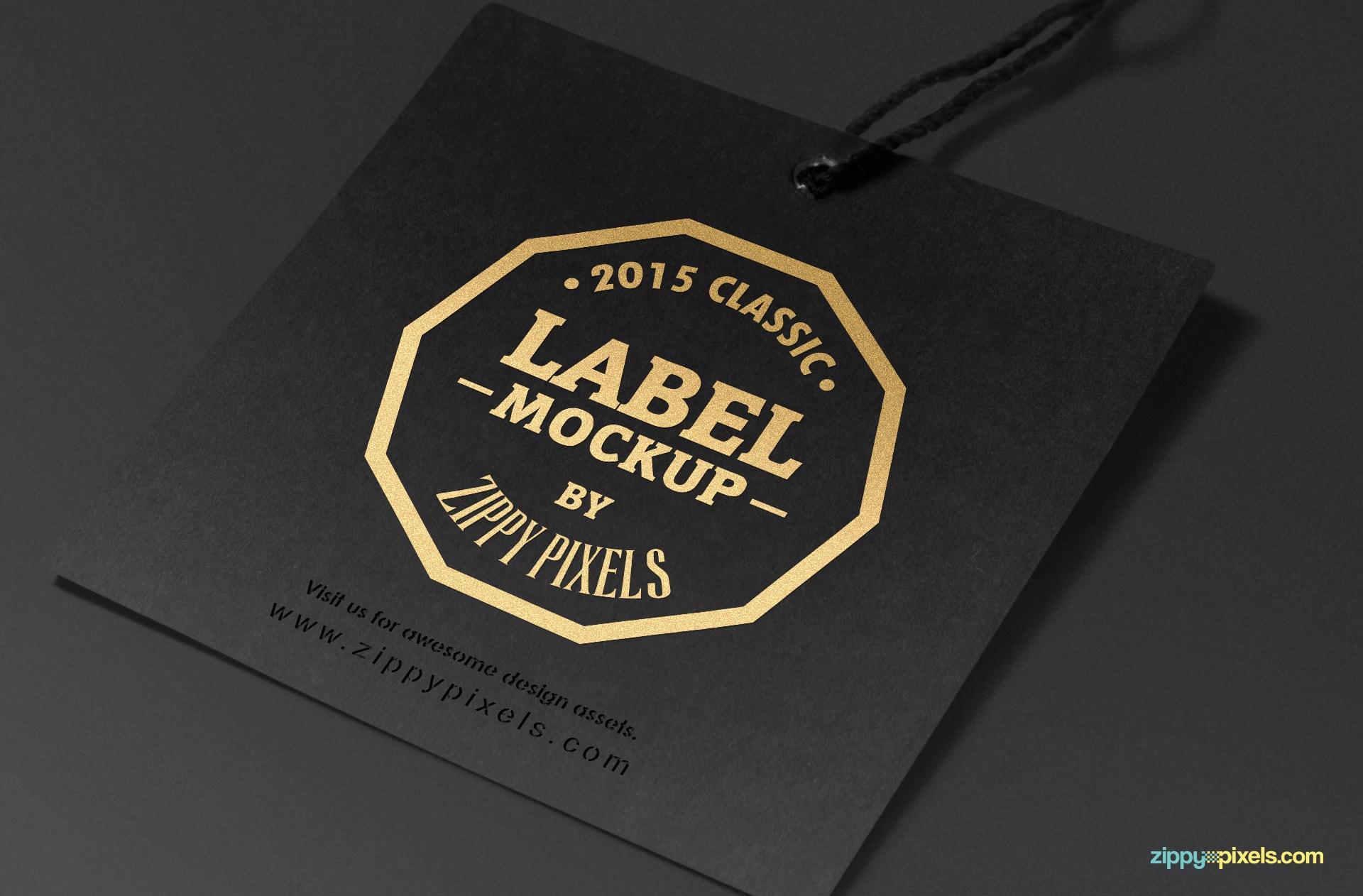 Classic tag mockup in black.