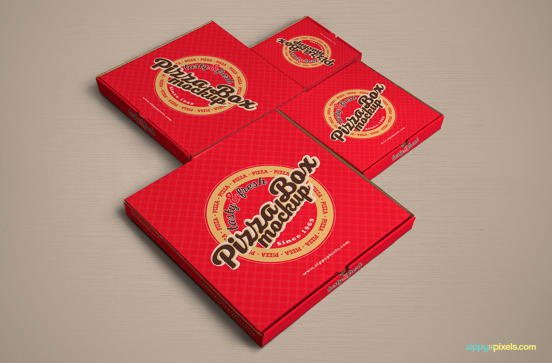 Pizzabox cover design mockup PSD.