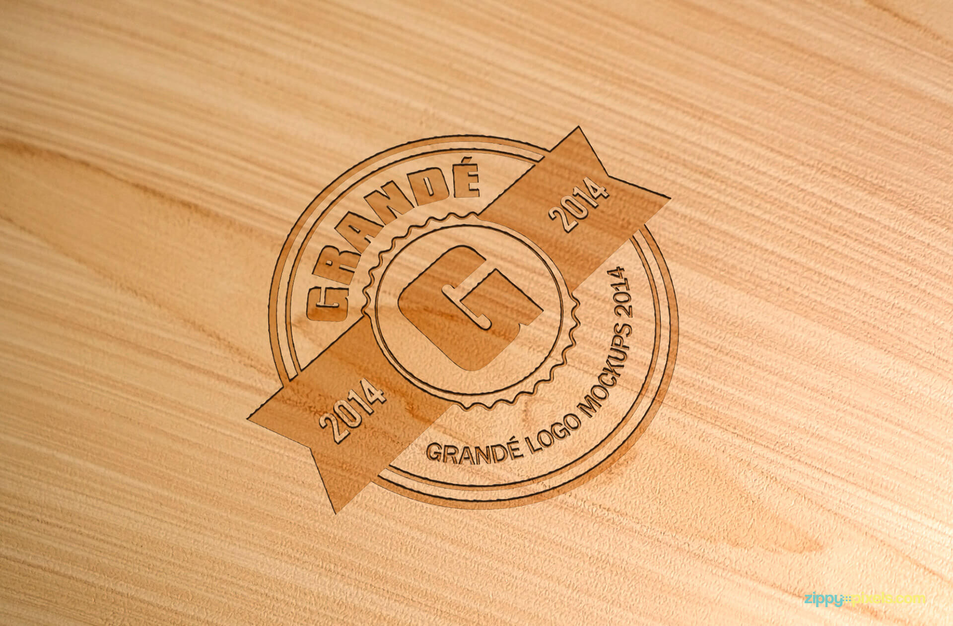 Logo Mockup of Debossed Logo on Beach Wood Surface