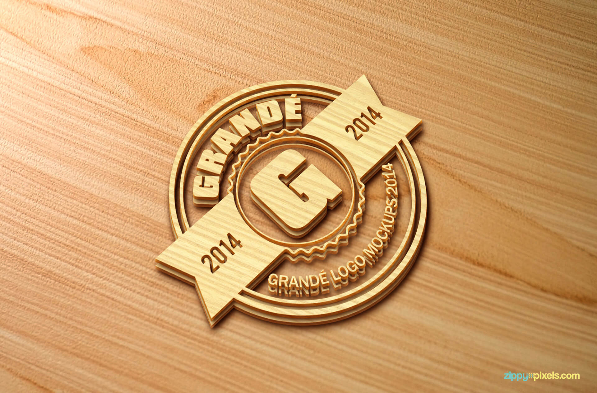 3D Wood Logo Mokcup of Embossed Wood