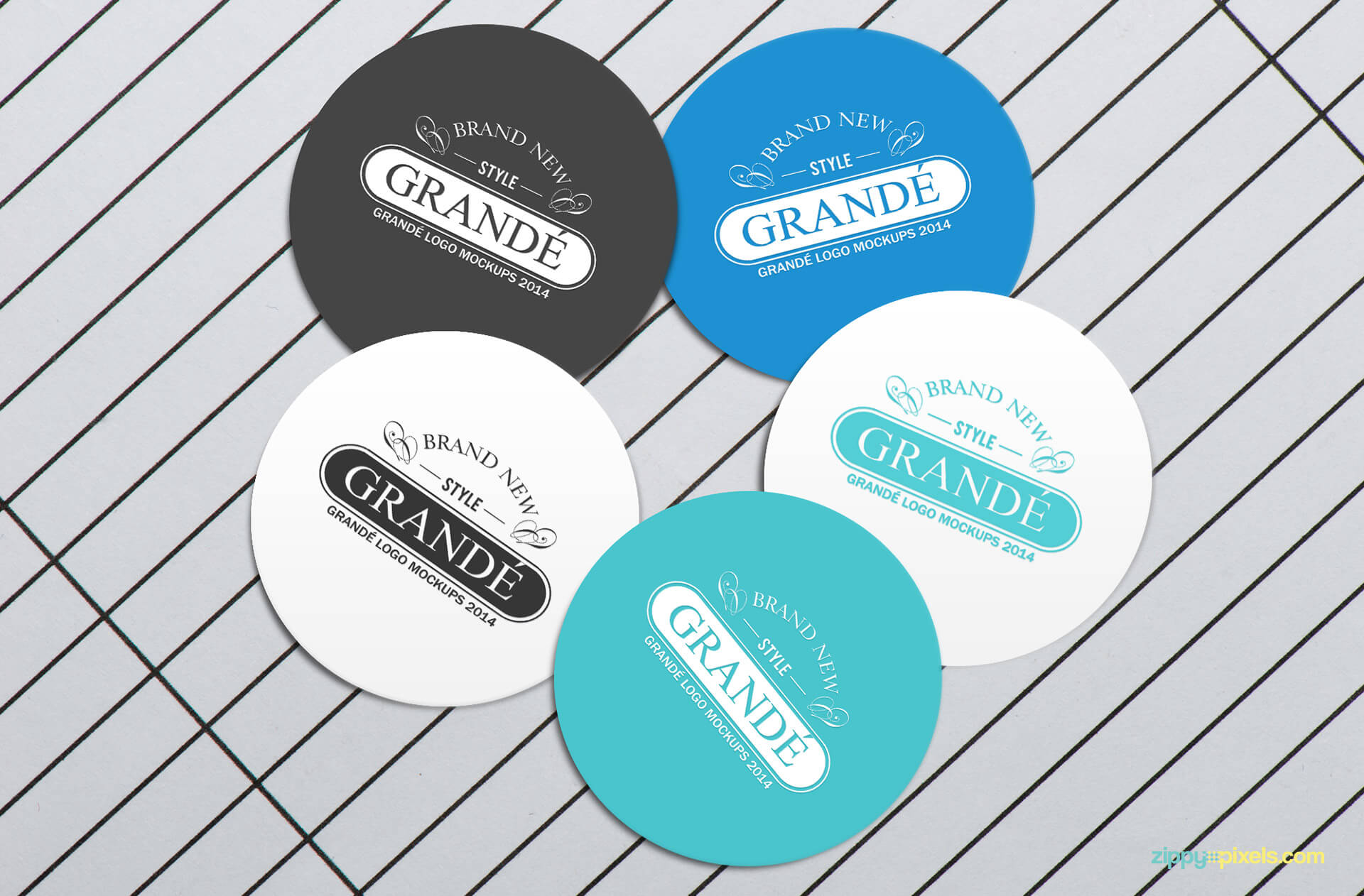 Logo mockup - circular badges with silver background