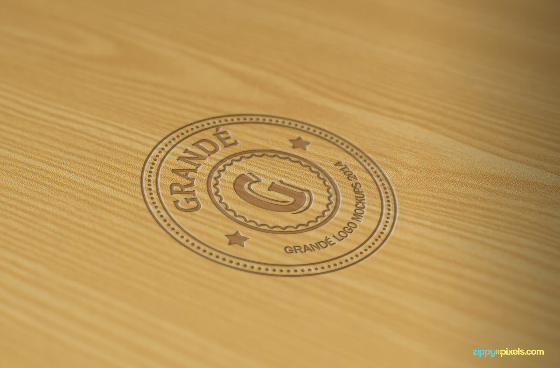 Stamped Logo Mockup on Wood Surface