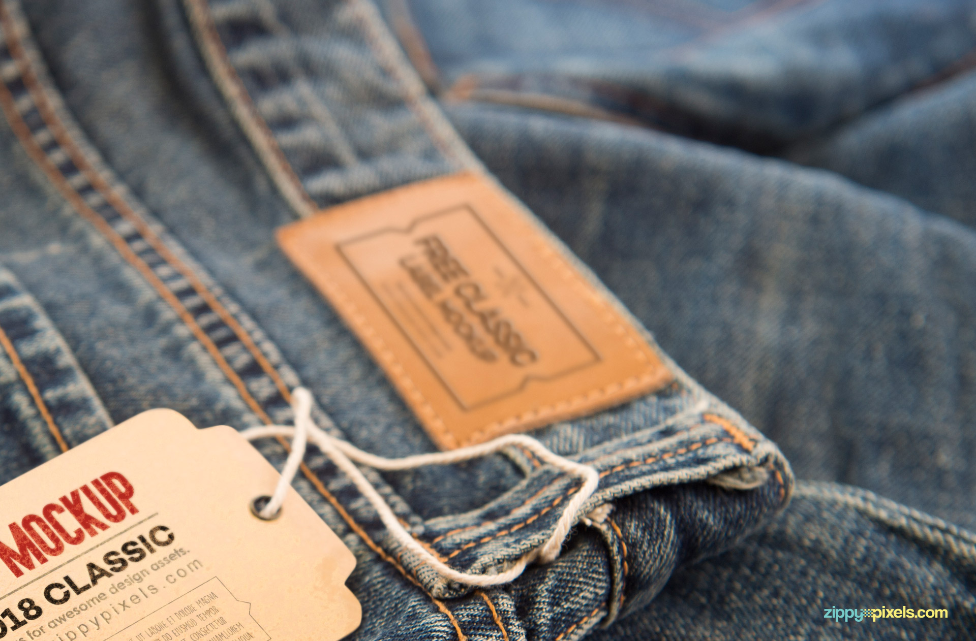 Blur preview of the jeans label.