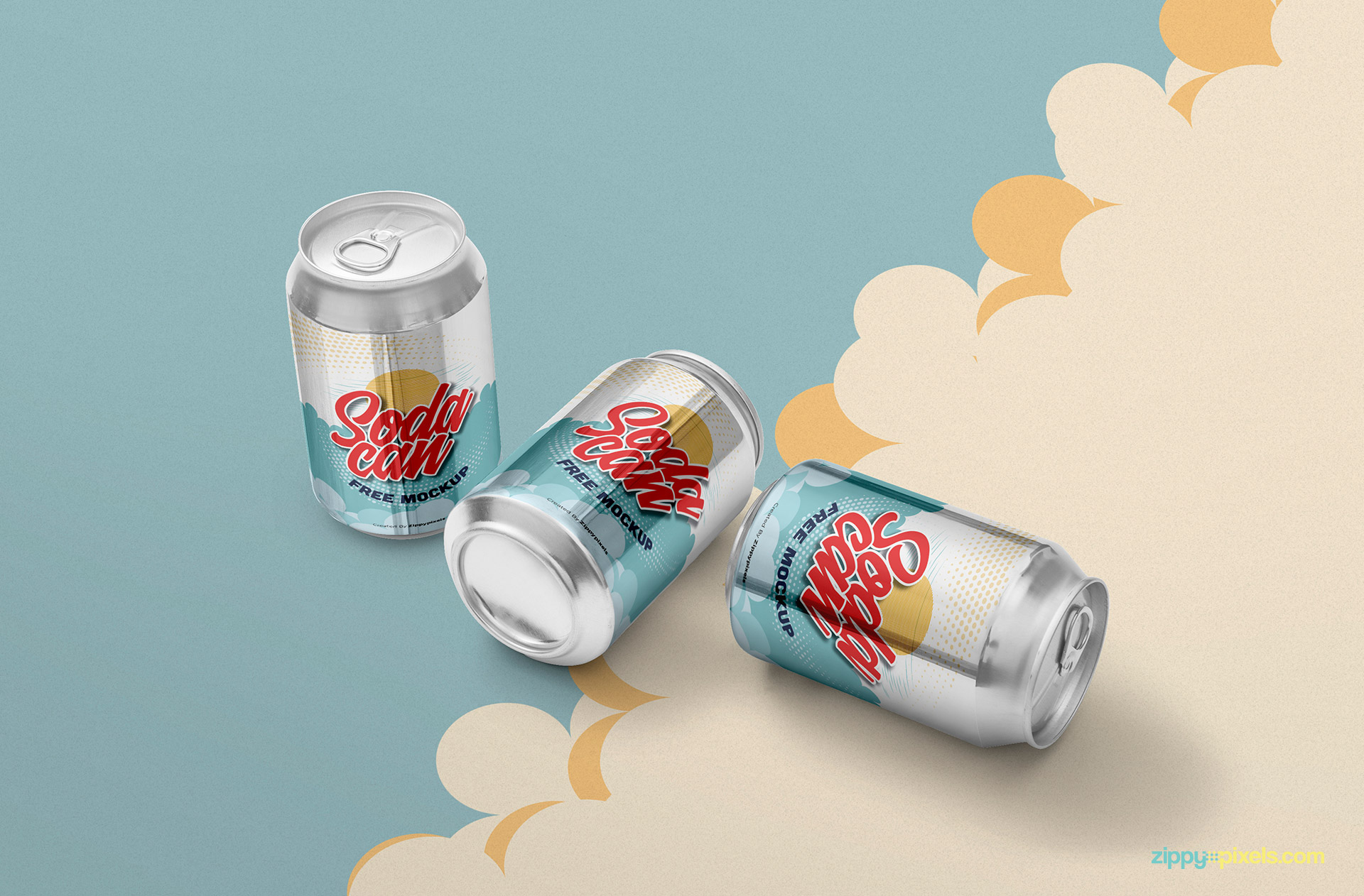 Soft drink can mockup free PSD.