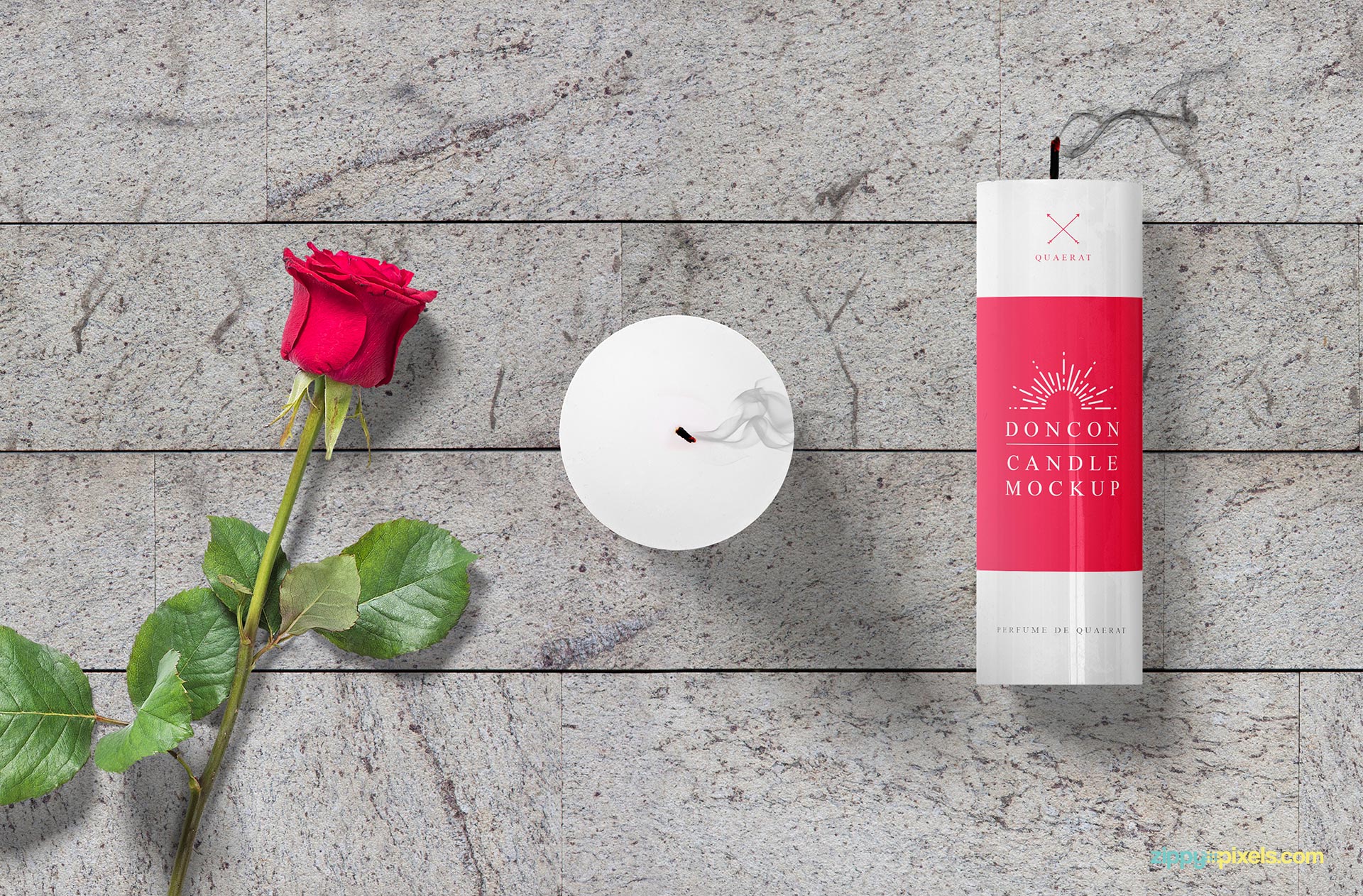 Gorgeous candle mockup free PSD scene.