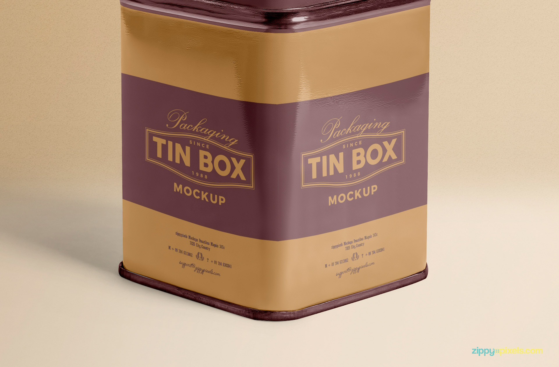 You can change the front and side design of this free box mockup.