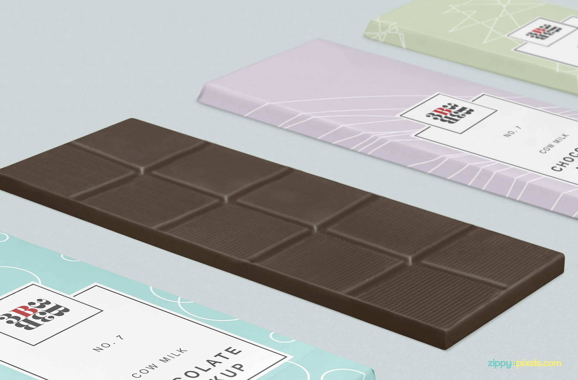 Chocolate bar mockup with color option.