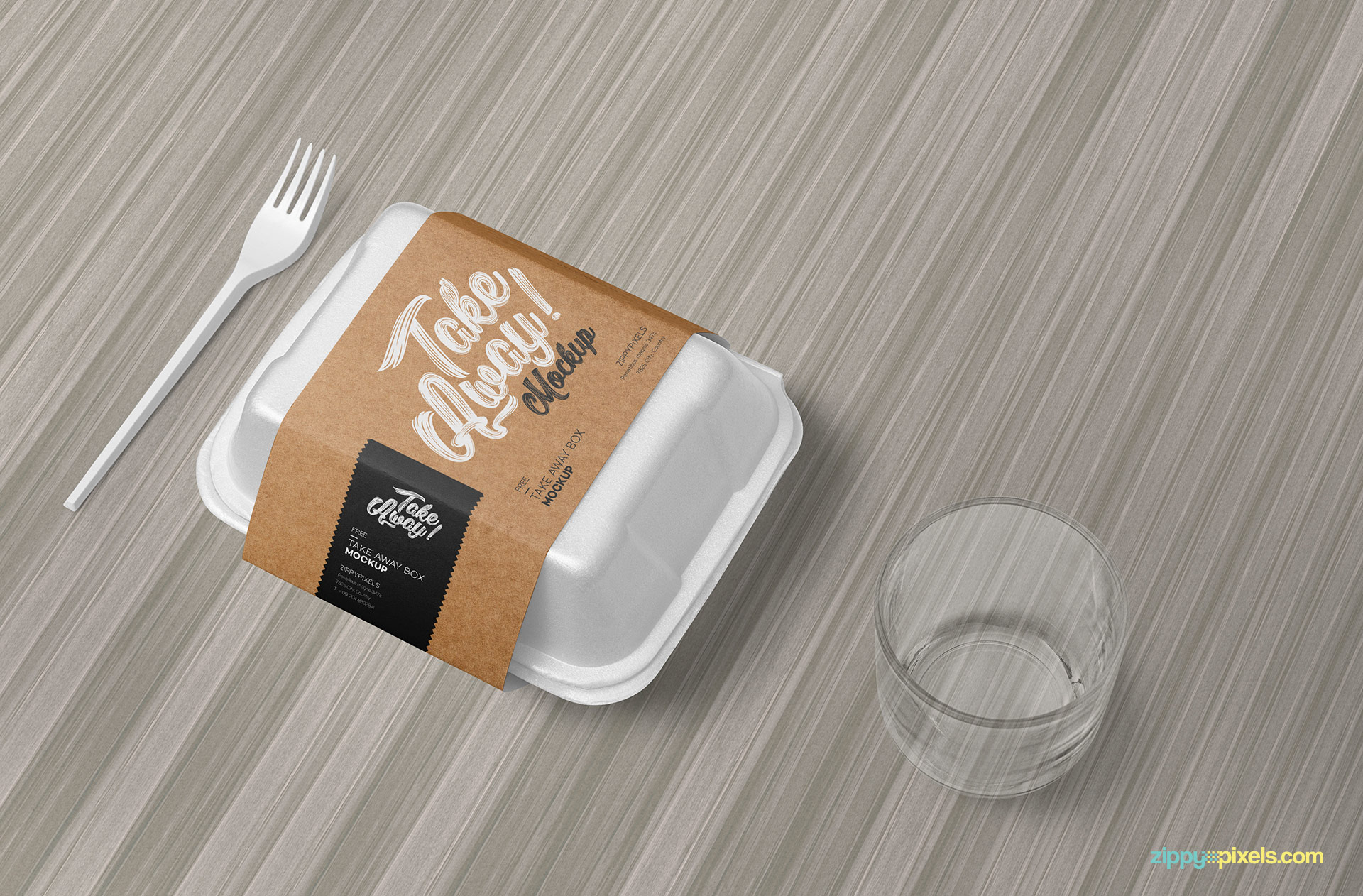 Food branding mockup place on wooden background.