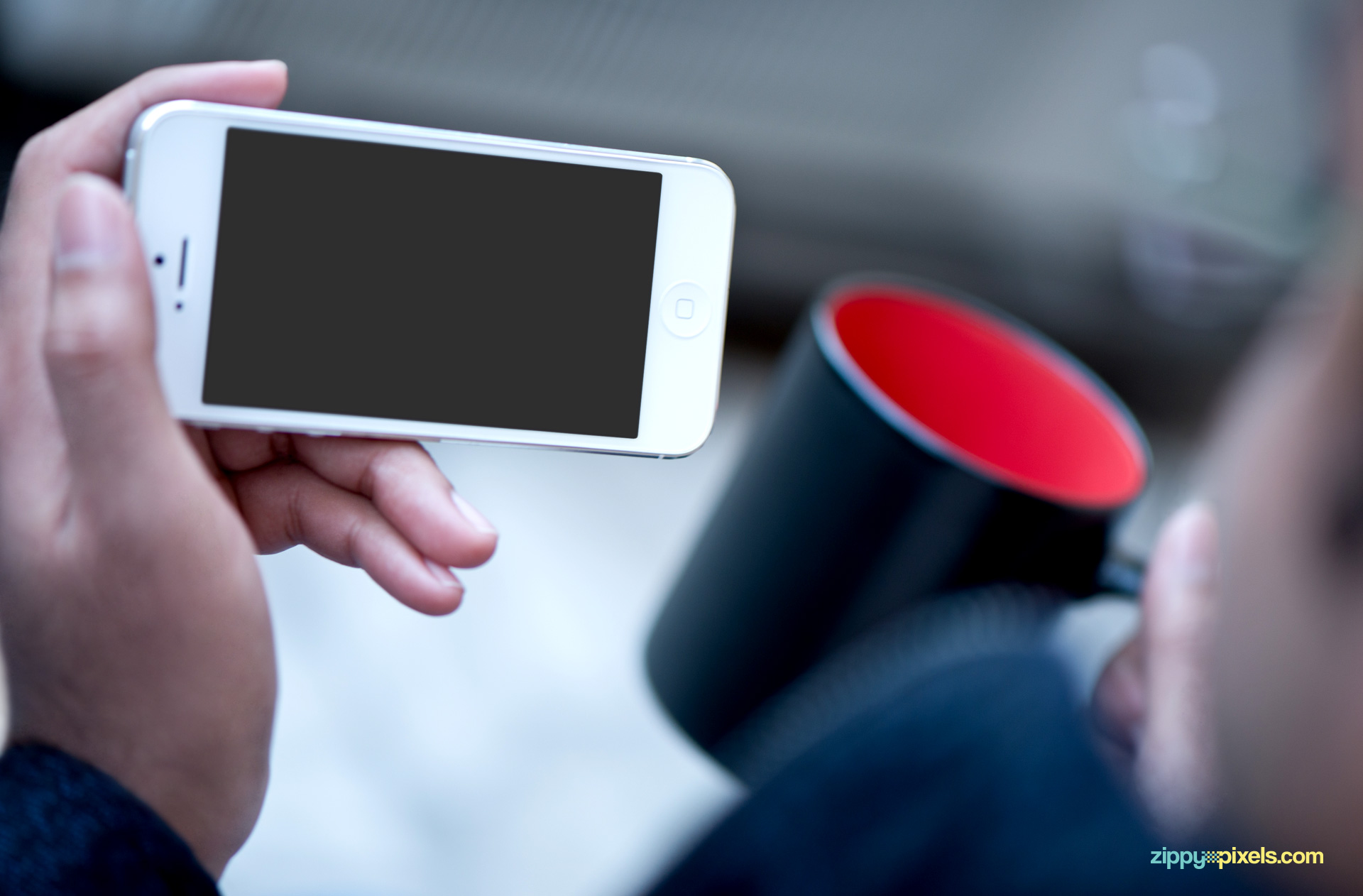 Free iPhone Mockup of iPhone in Hand without Presentation