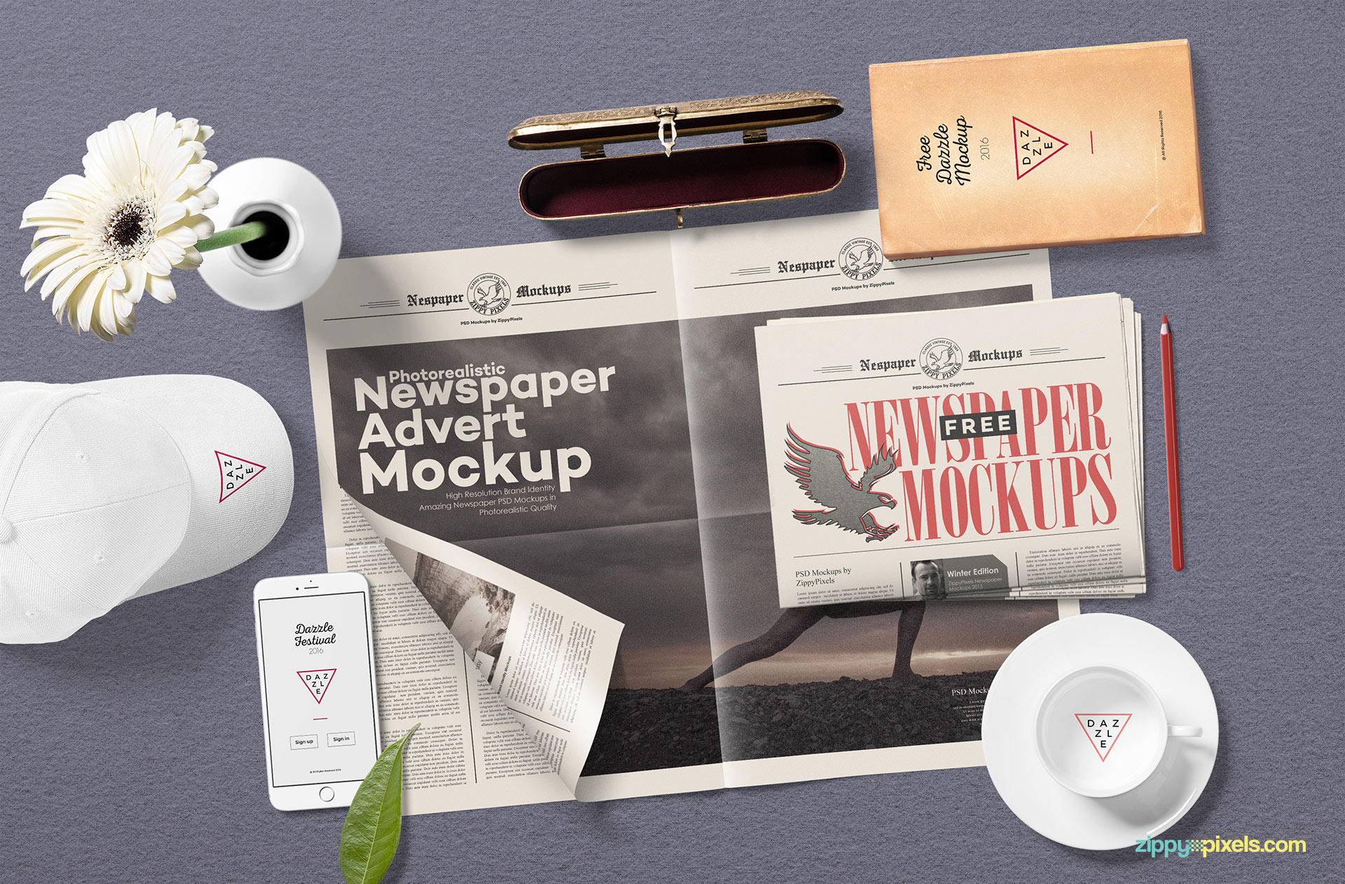 Free newspaper mock up PSD.