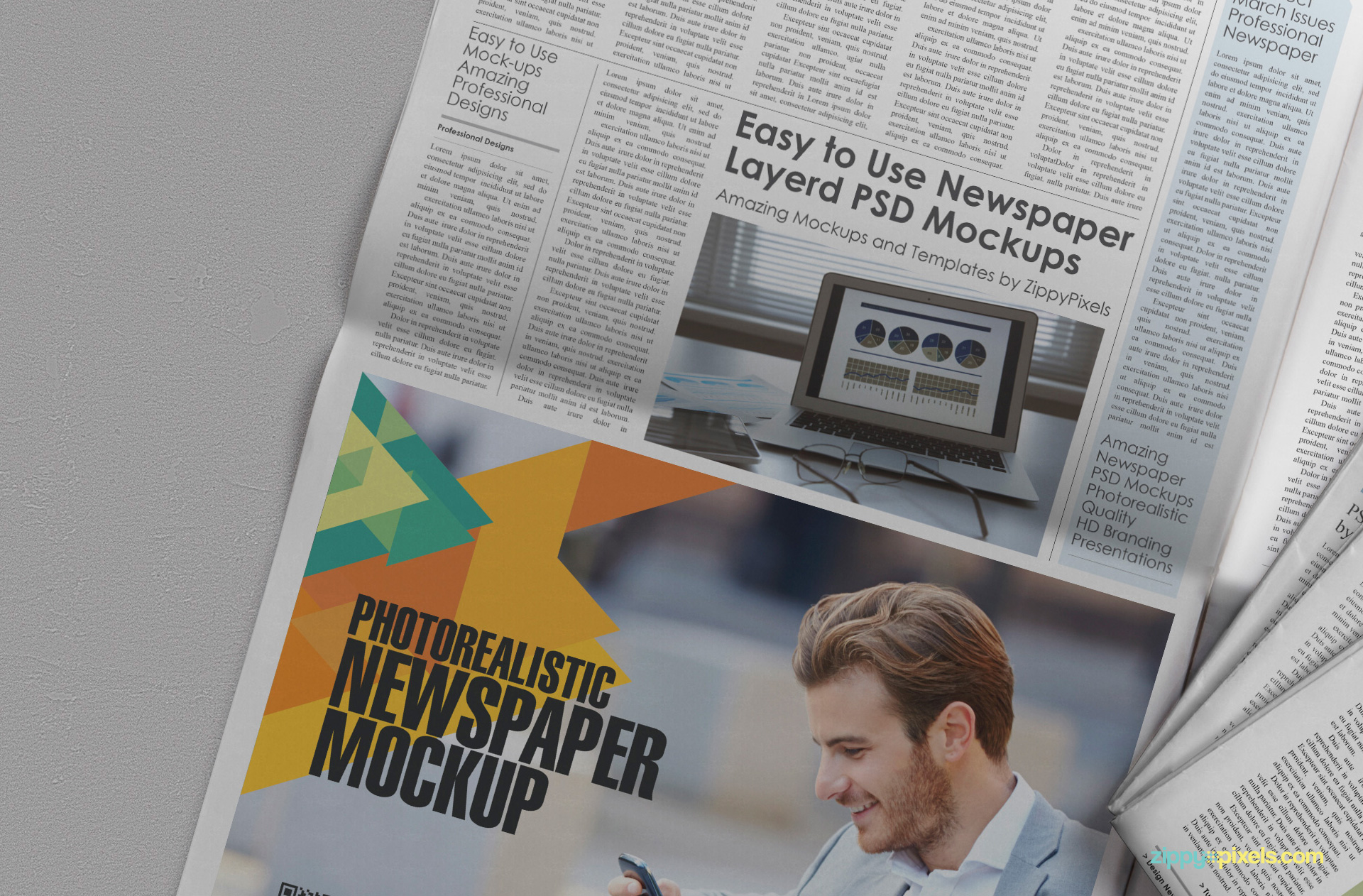 Free Customizable Newspaper Ad Mockup with Customizable Background