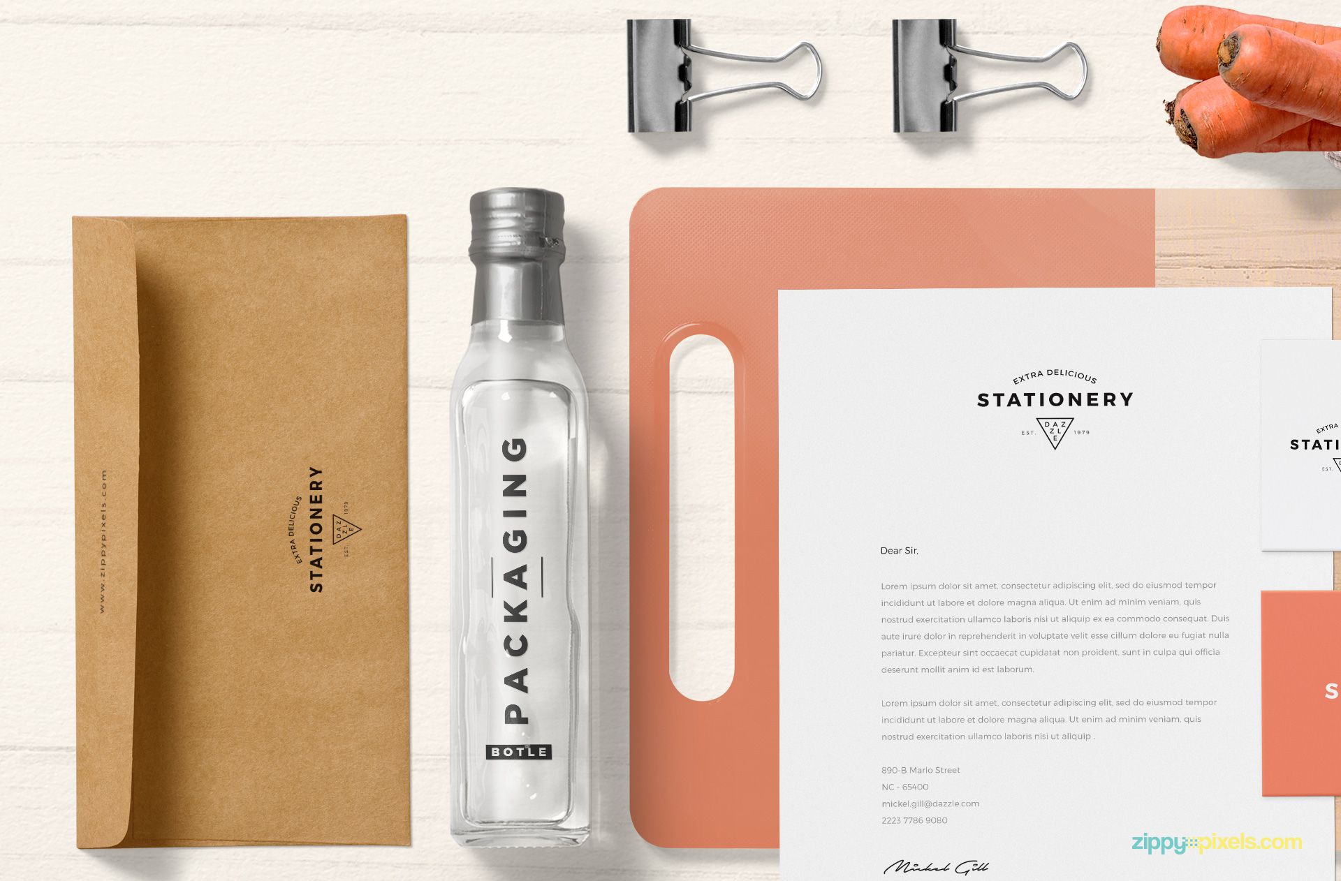 Transparent glass bottle mockup PSD.