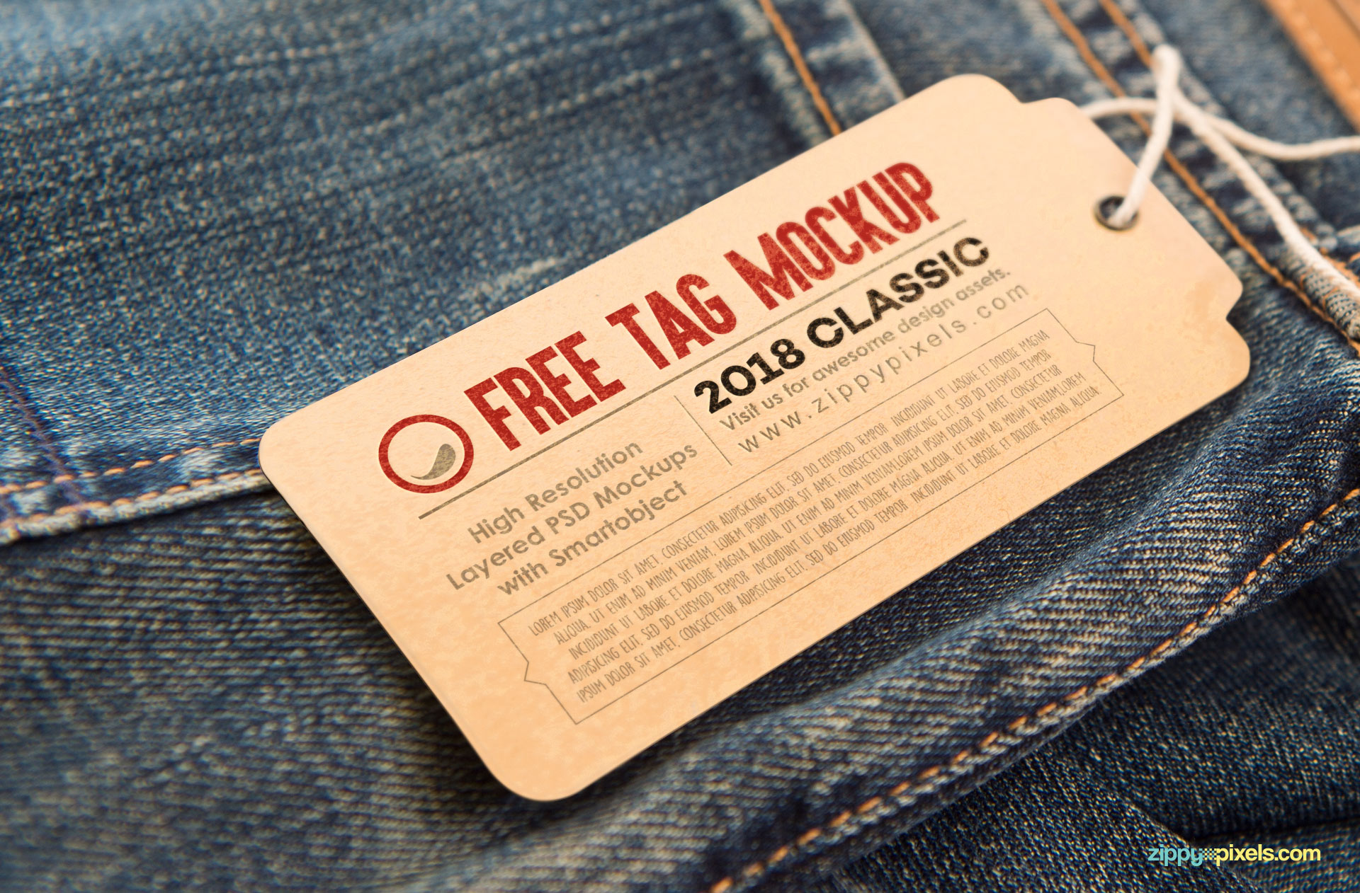 Free hang tag mock up with string.