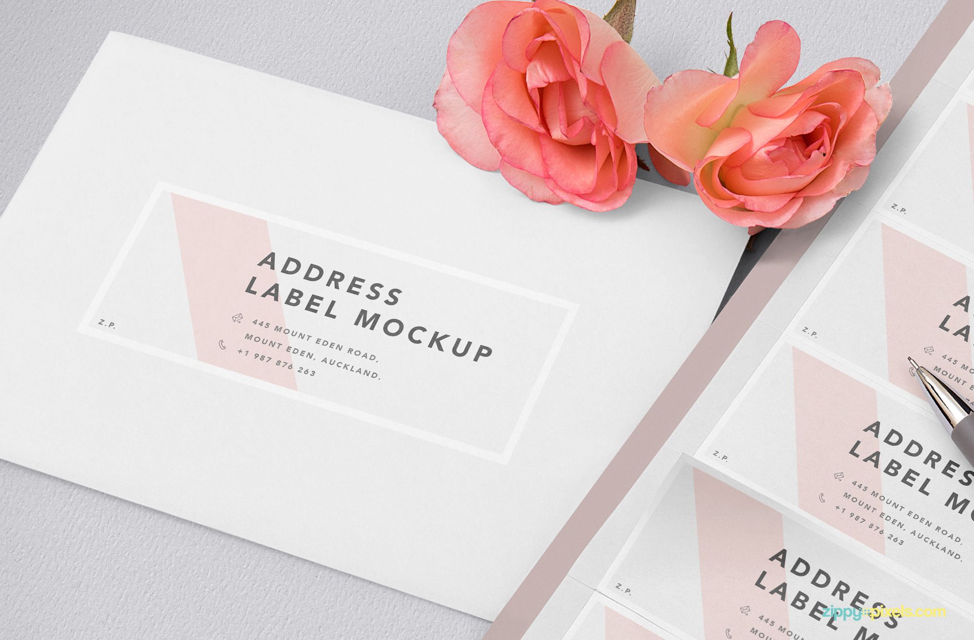 Invitation card mockup with address design option.