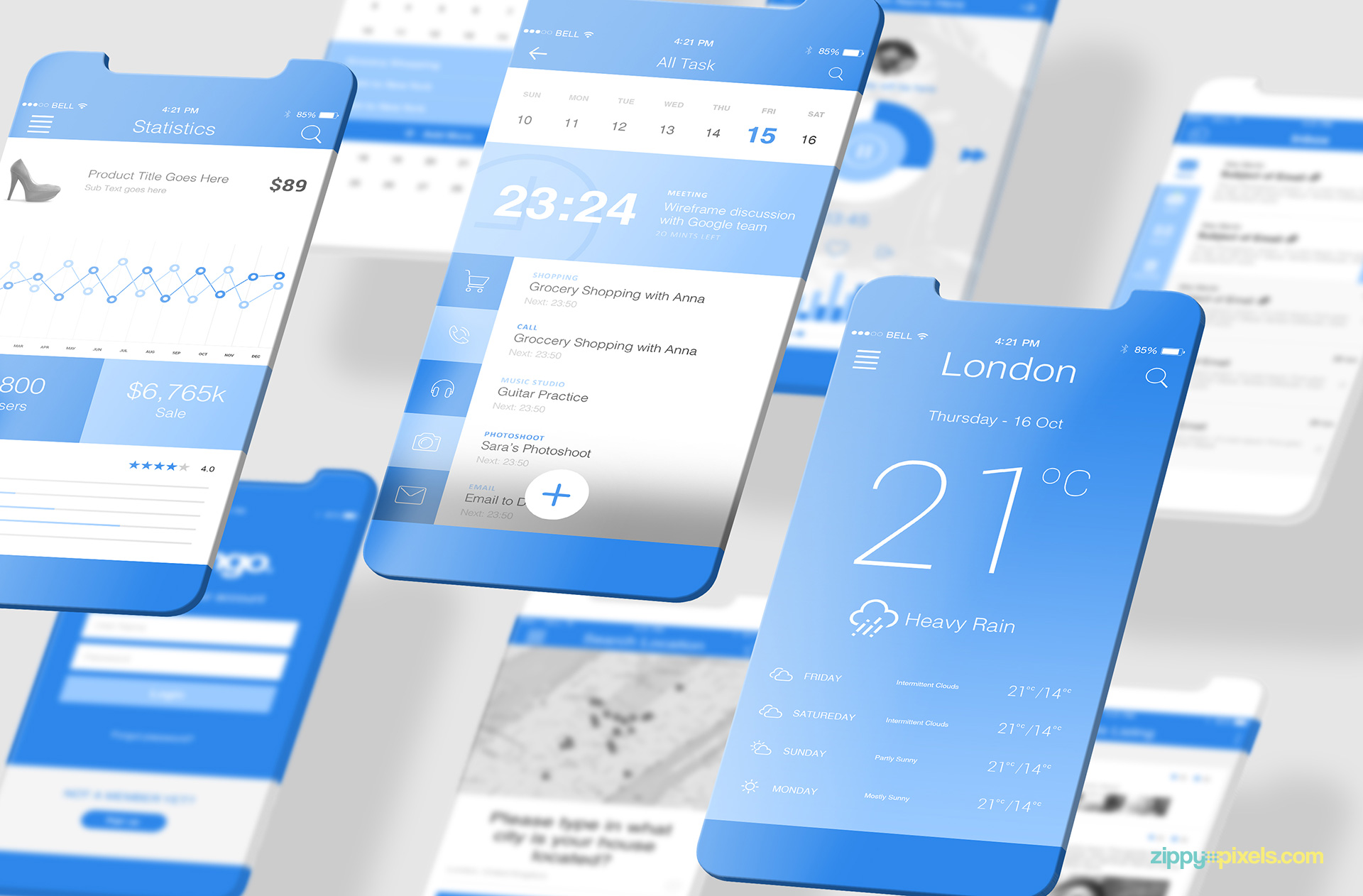 Free latest iOS app mockups.