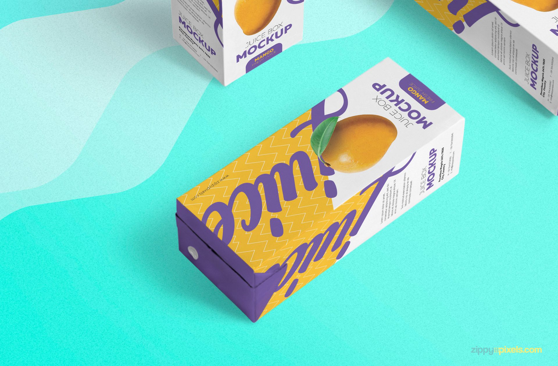 Juice box placed on customizable background.