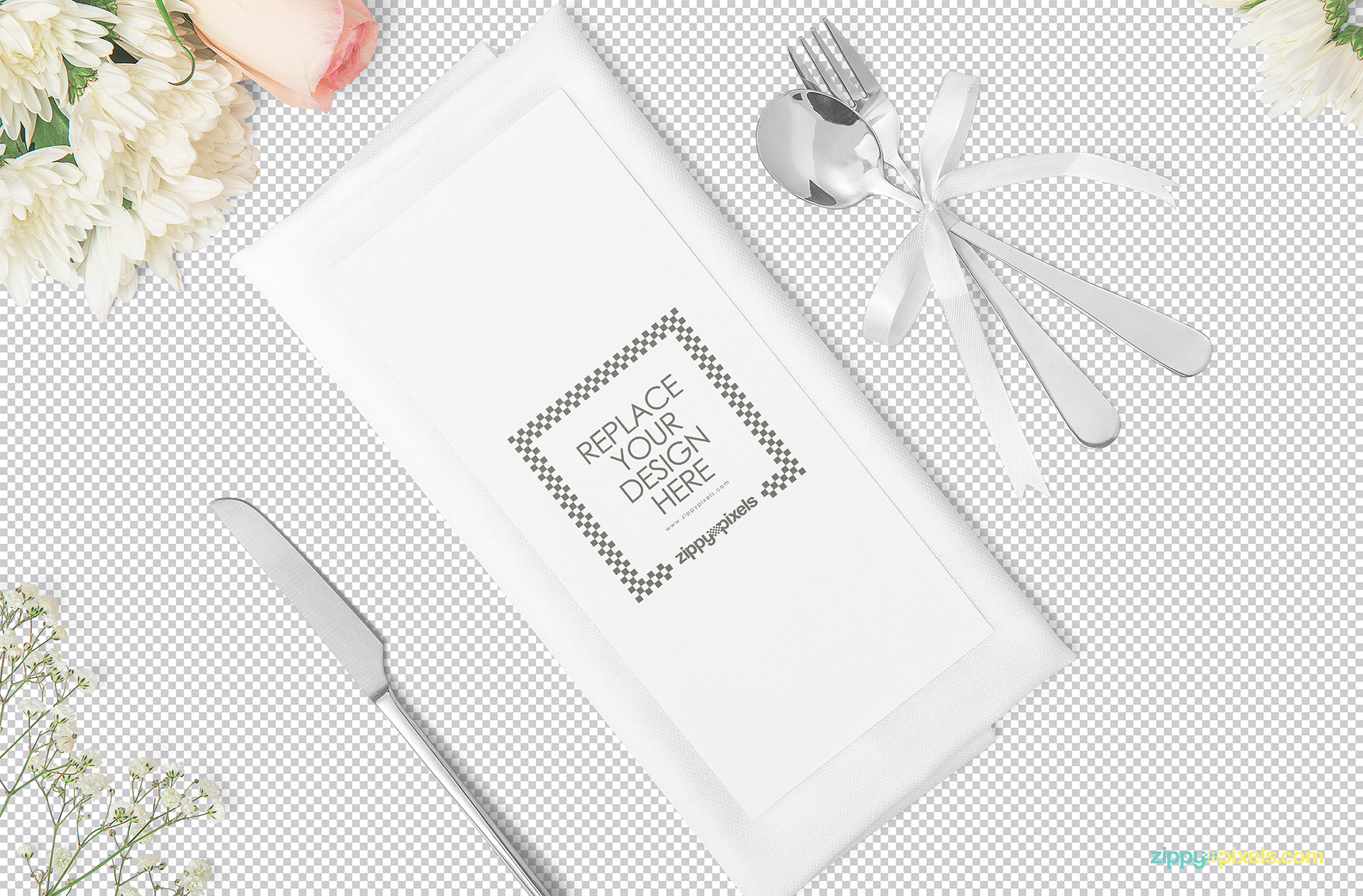 Plain menu card mockup scene showing replaceable design option.