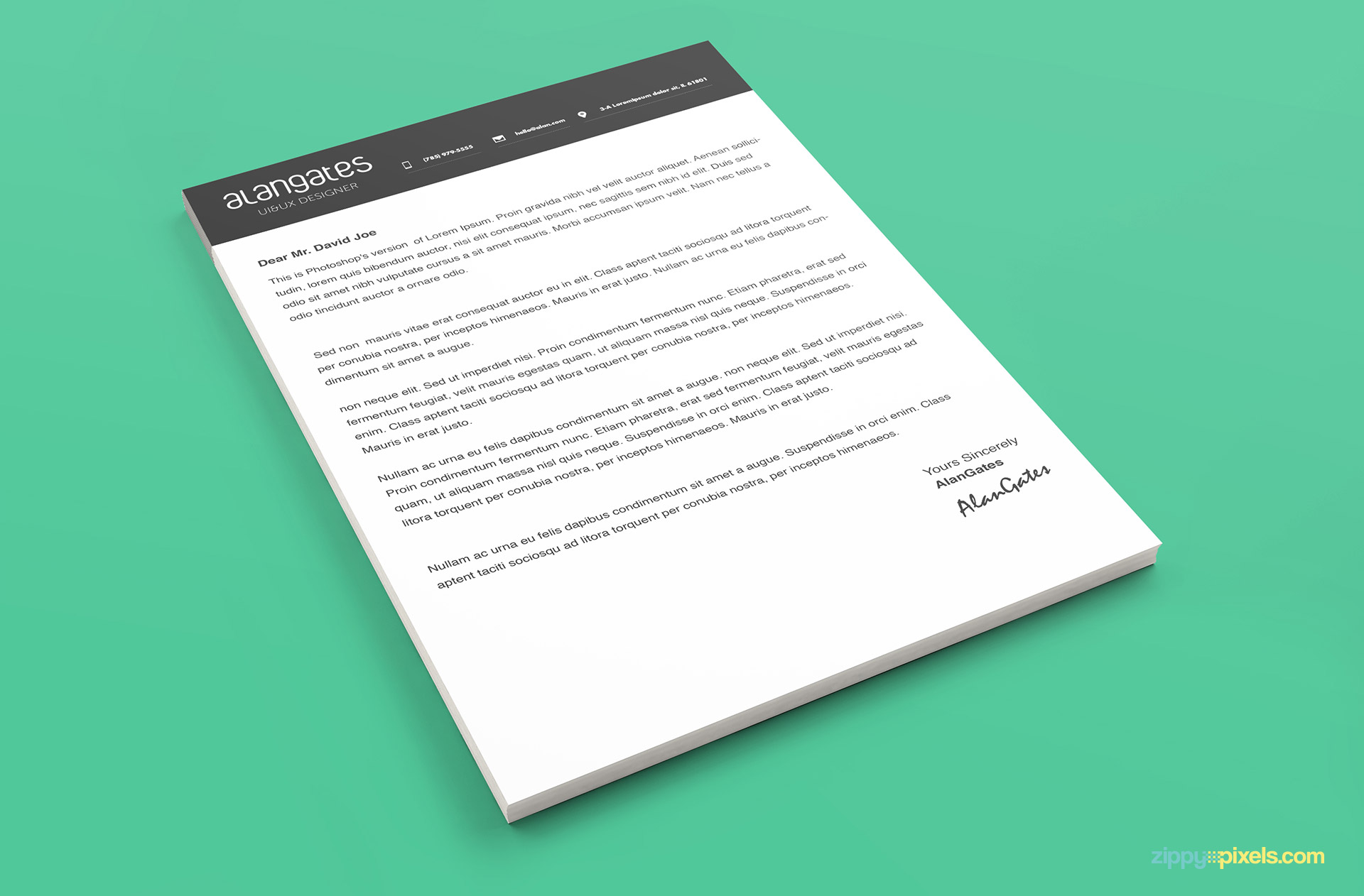 PSD Modern Cover Letter Templatge