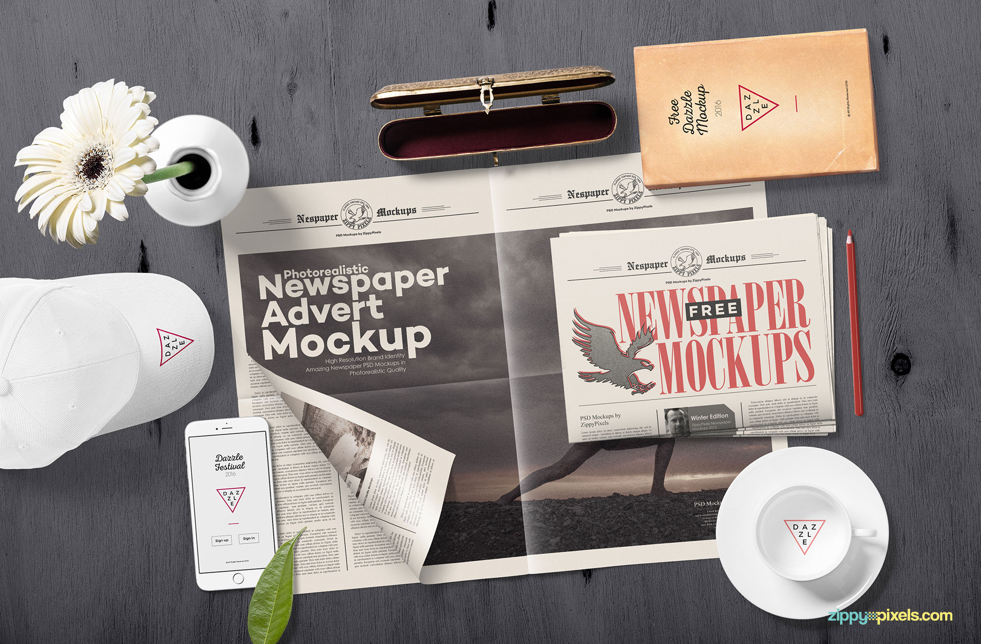 Fully advanced newspaper mockup scene.