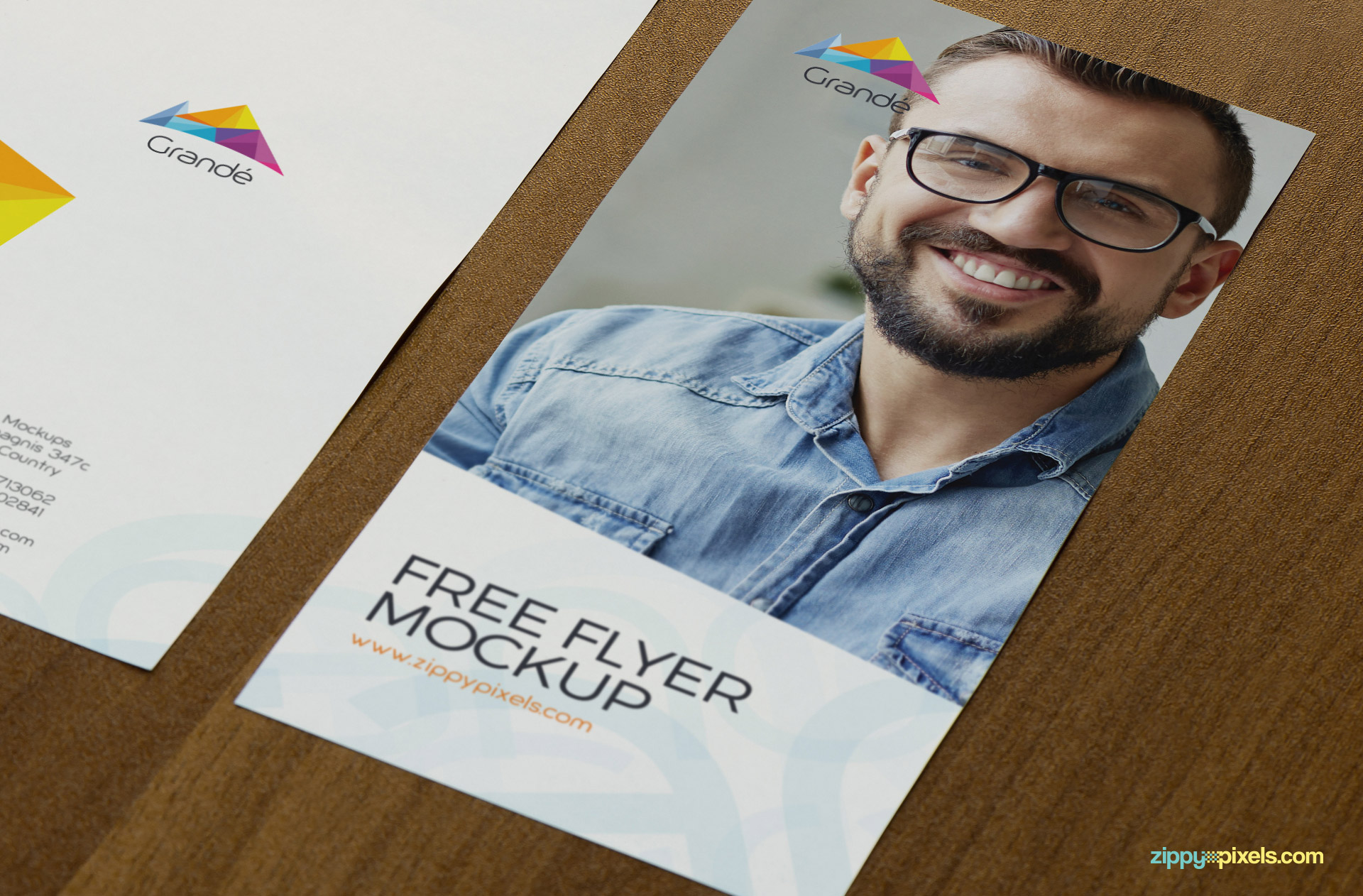 Photorealistic flyer mockup PSD by ZippyPixels.