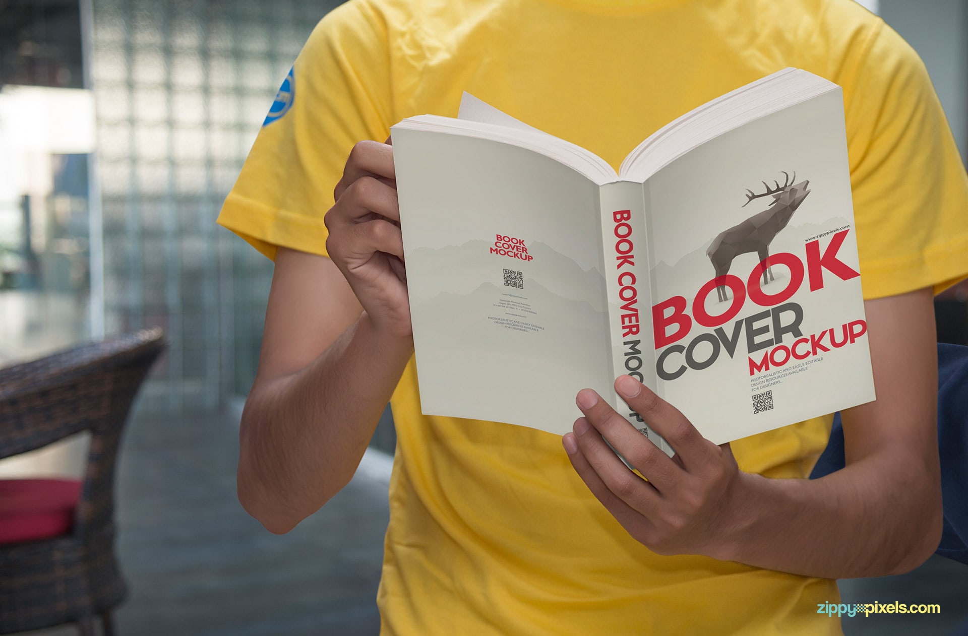 Book cover mockup - a low angle shot giving full cover view of paperback cover