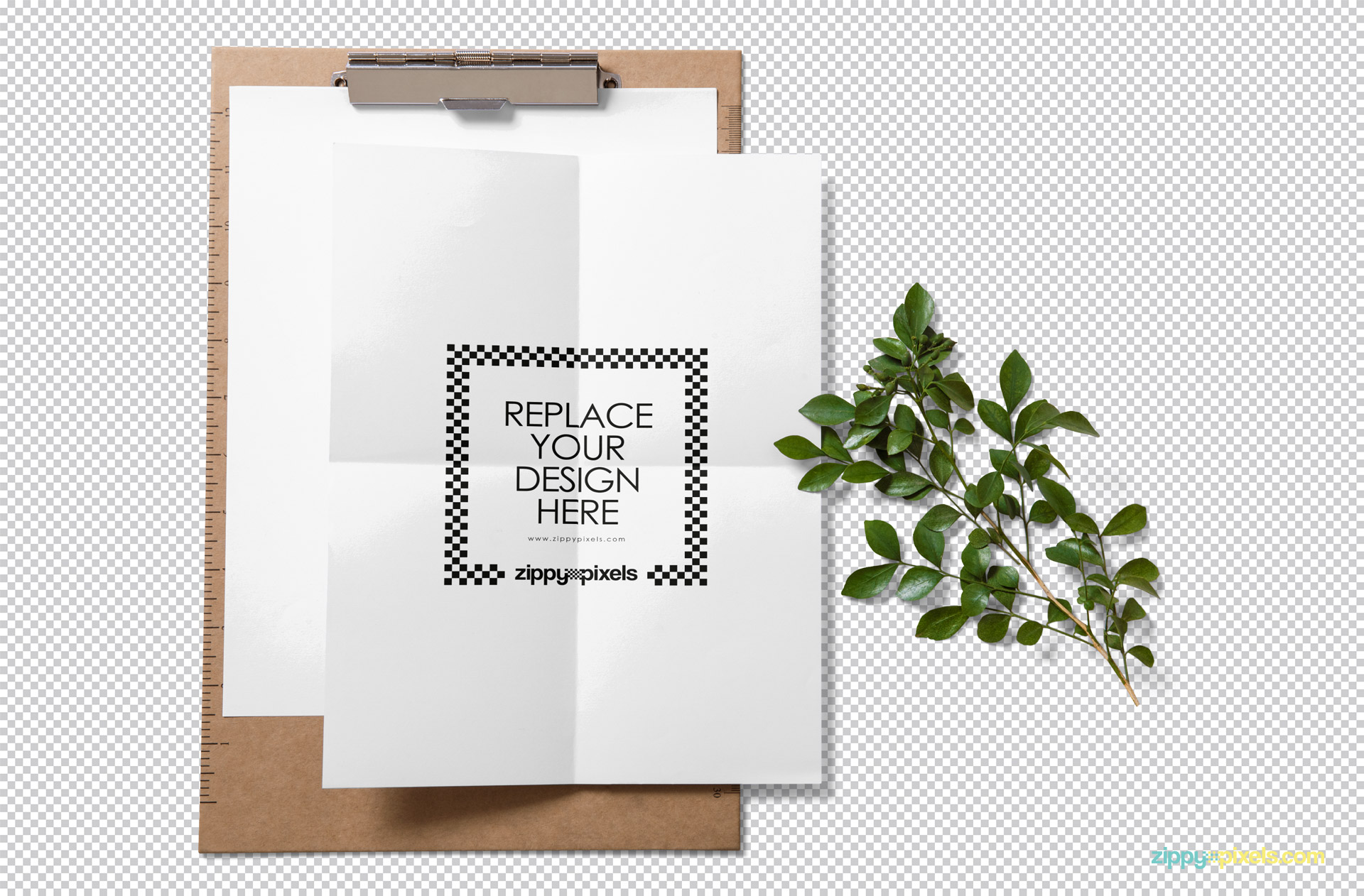 Use Photoshop to replace your designs in this paper mockup.