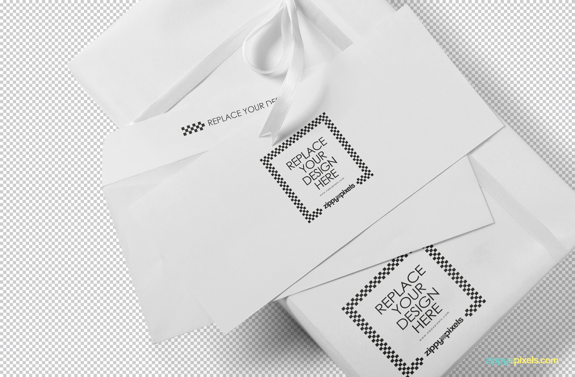 Plain envelope mockup isolated with greyscale background.