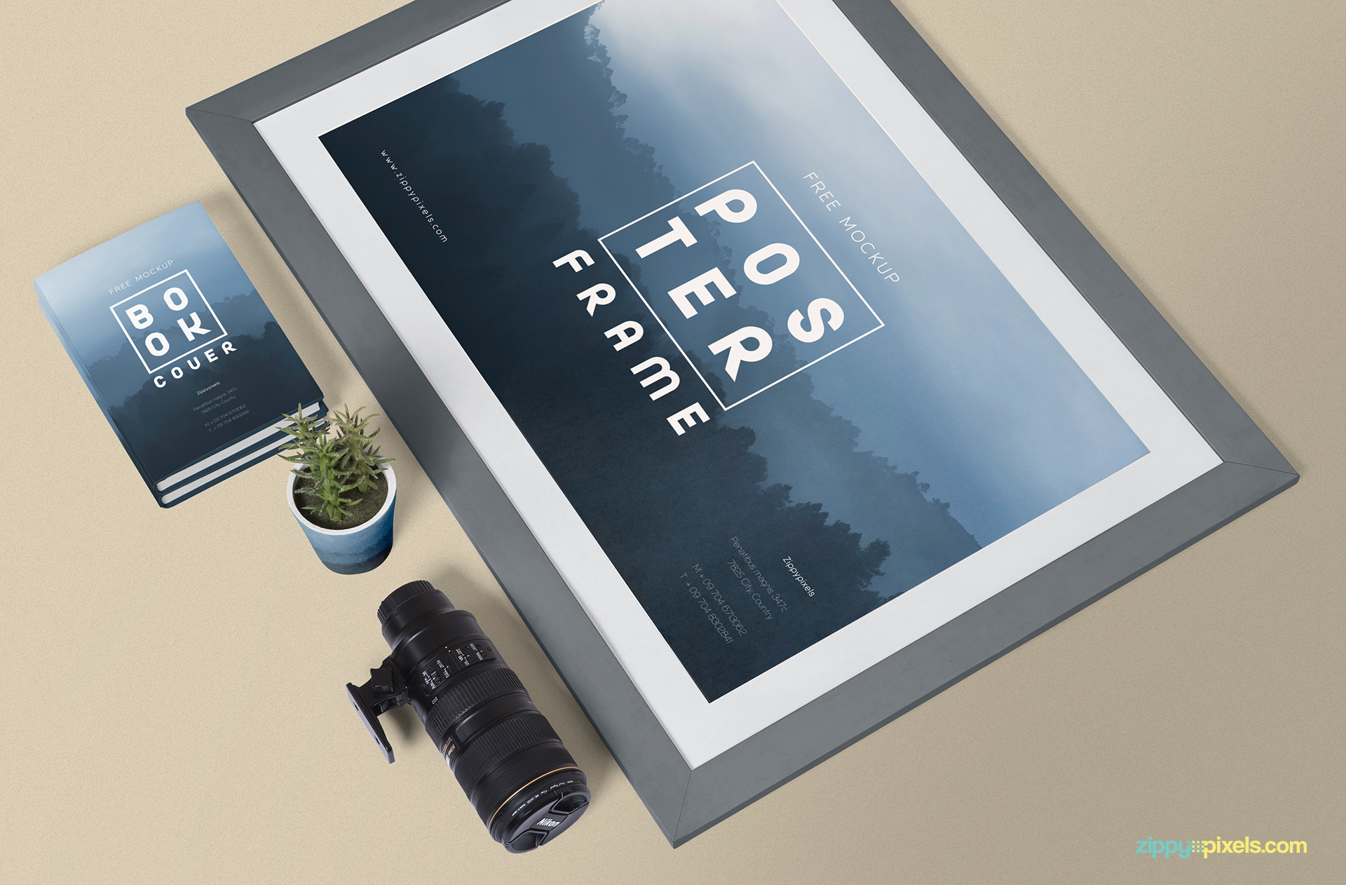 Fully customizable poster mockup free psd.