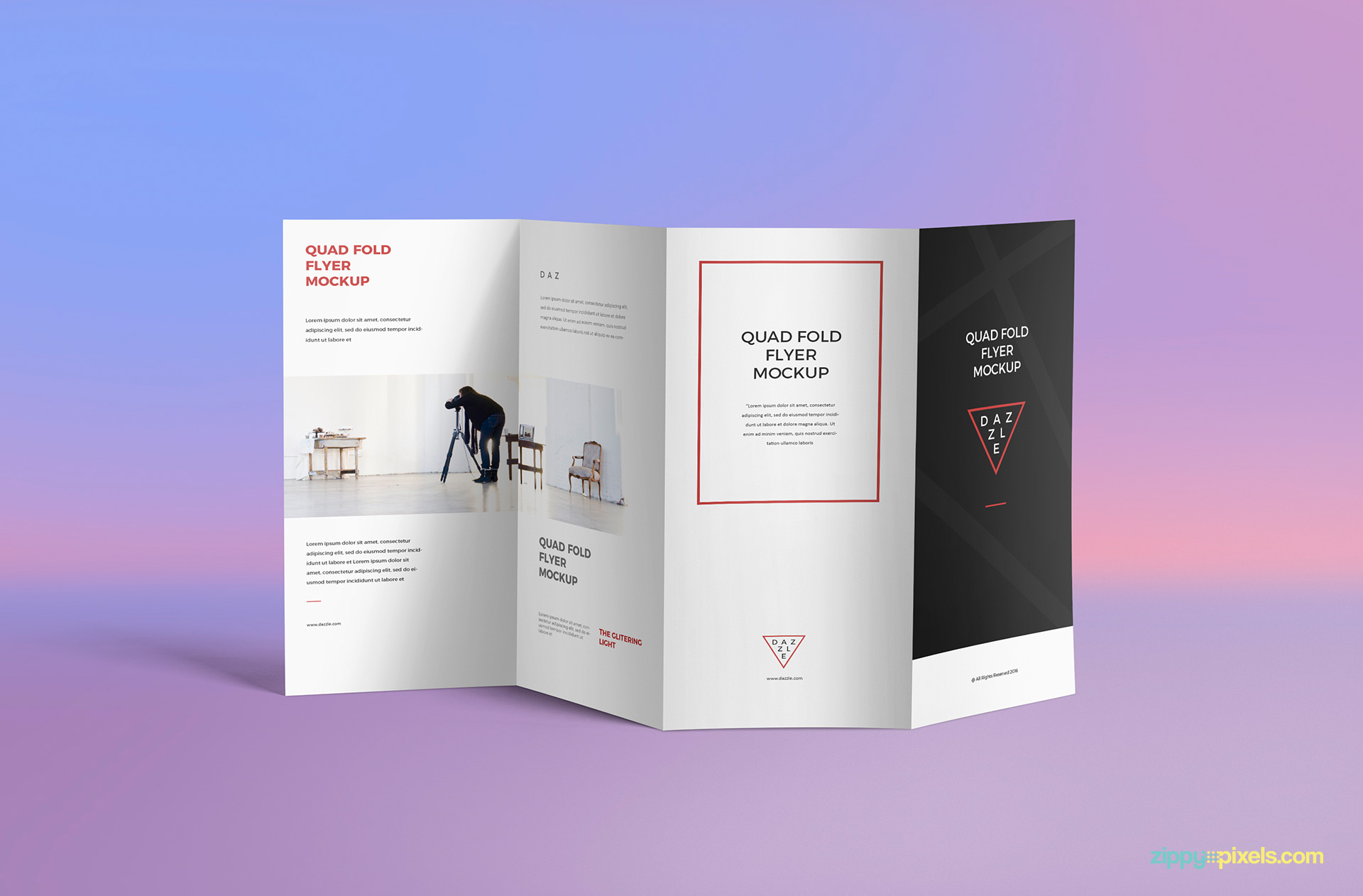 Quad-Fold Brochure Mockup with an amazing background.