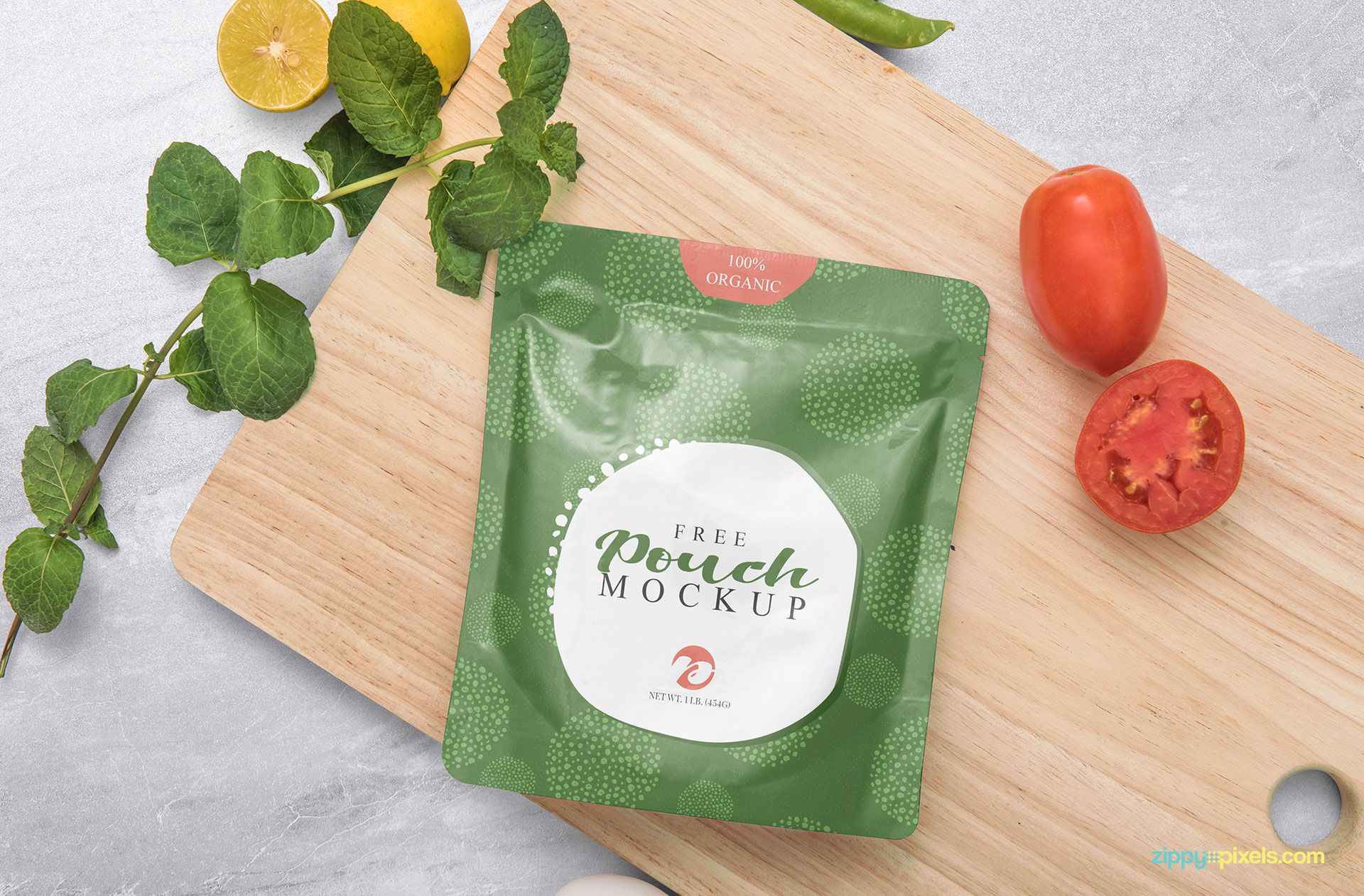 Sachet mockup free PSD.