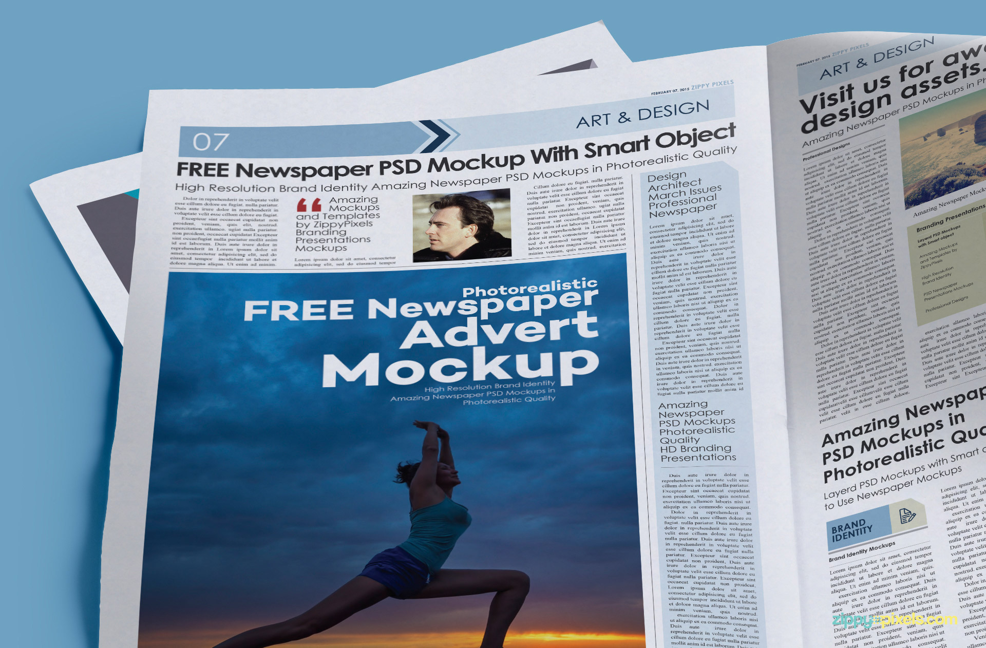 Customize the full page of newspaper with smart object option.