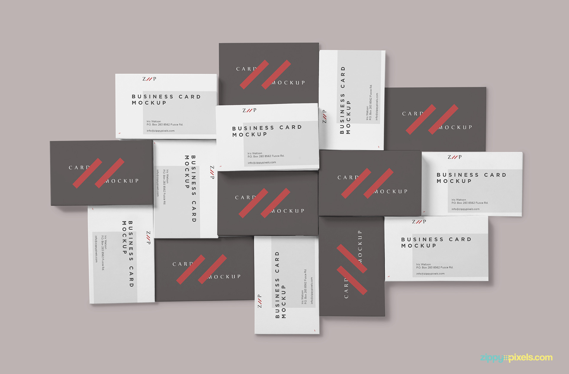 15 different stacks of business card mockup.