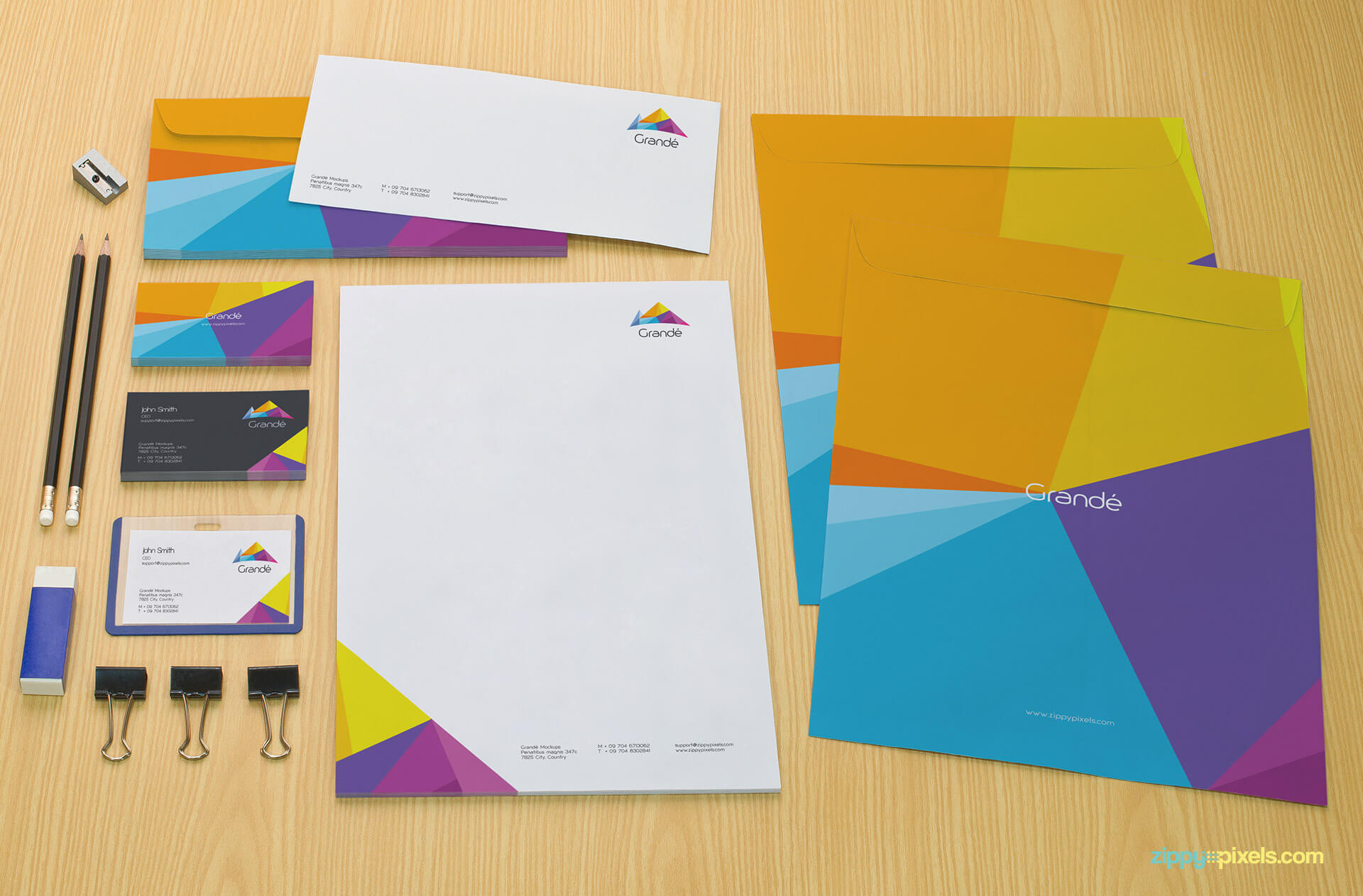 Letter Envelopes, Large Envelopes, Letterhead Branding Mockup