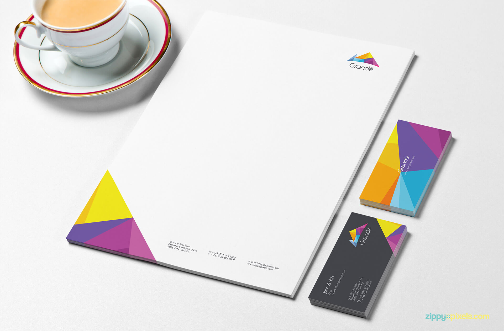 Stationery Mockup of Letterhead and Business Cards