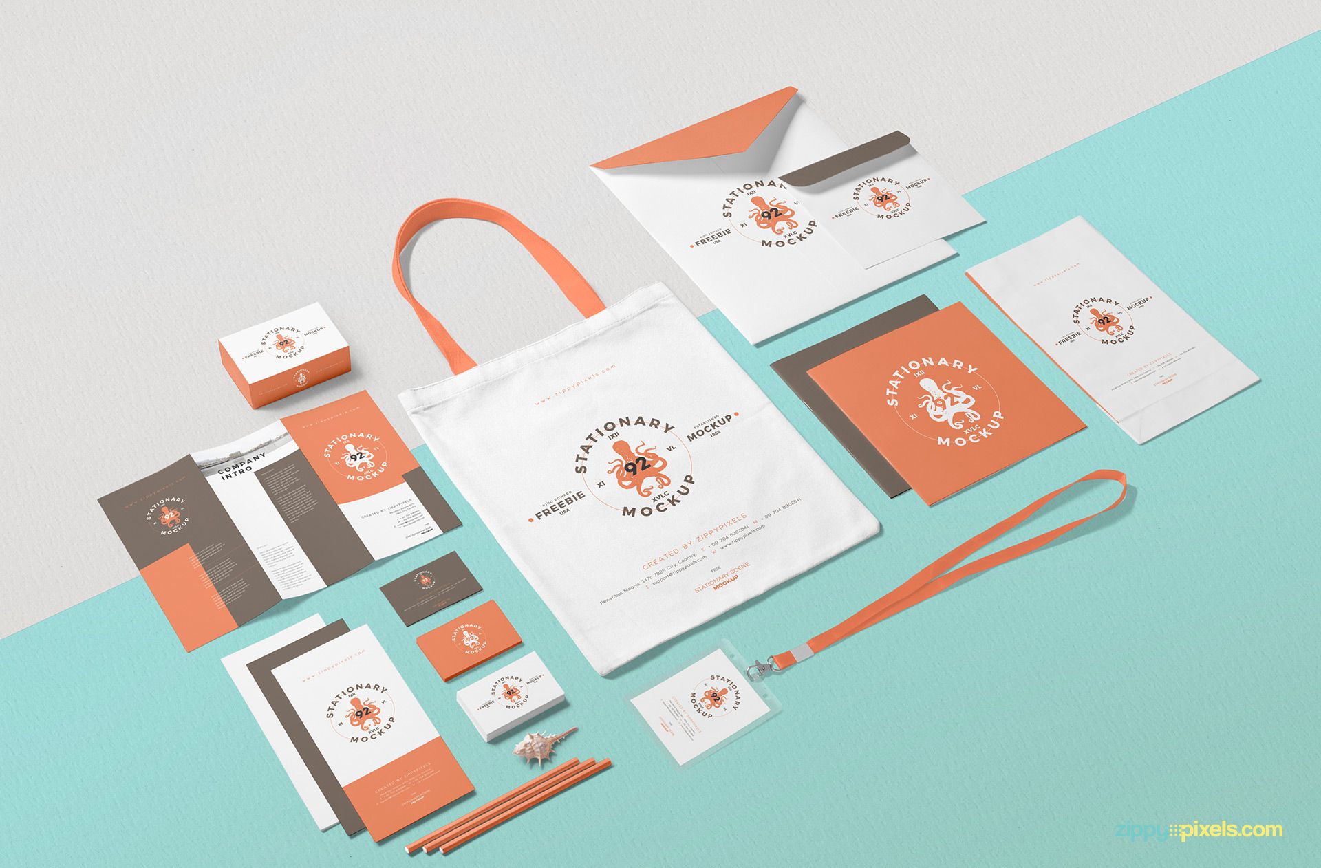 Free stationery branding mockup.